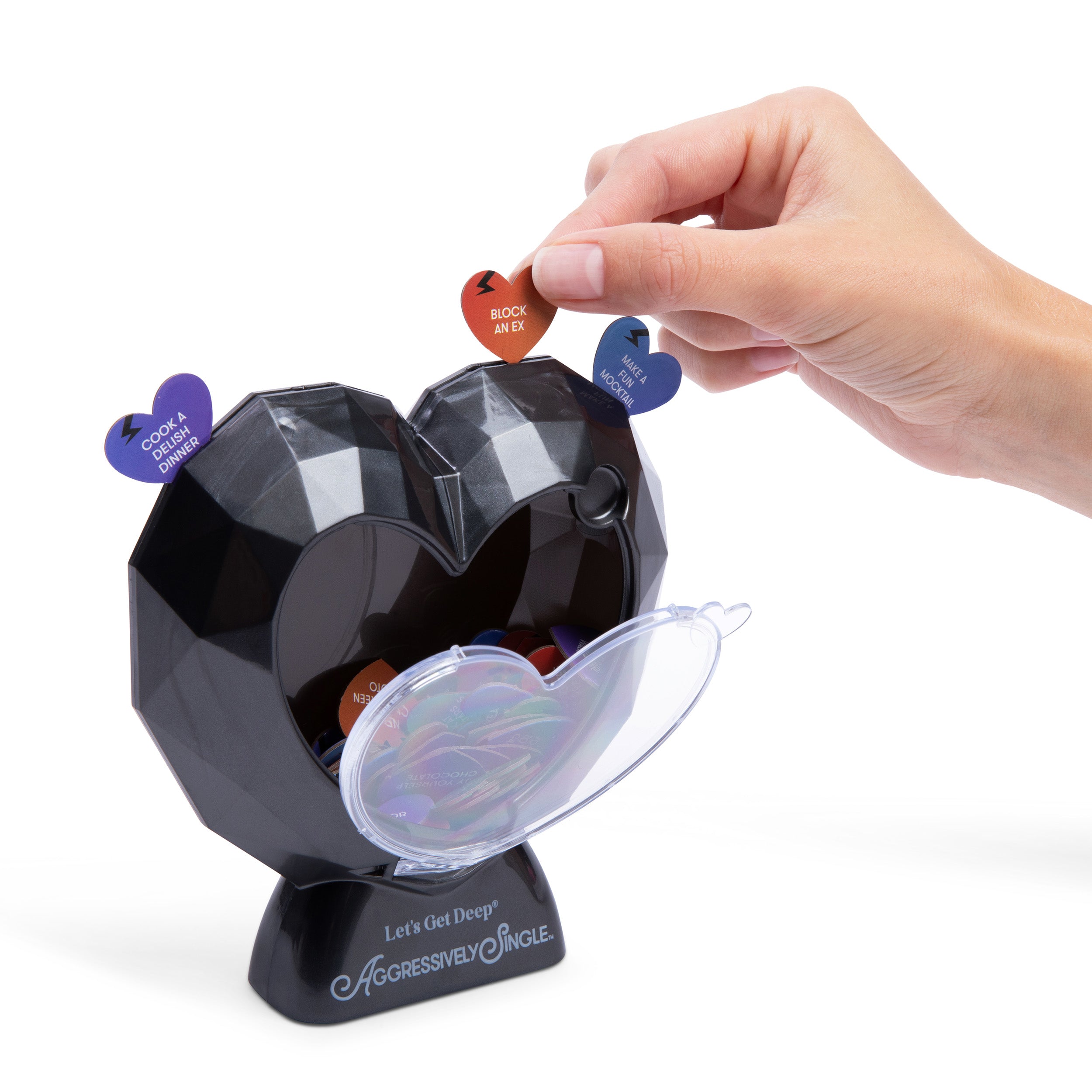 Aggressively Single - The Bold Self-Care Gift for Women, Galentine’s Day, Breakups & Beyond – Includes 50 Self-Love Tokens & Heart Dispenser