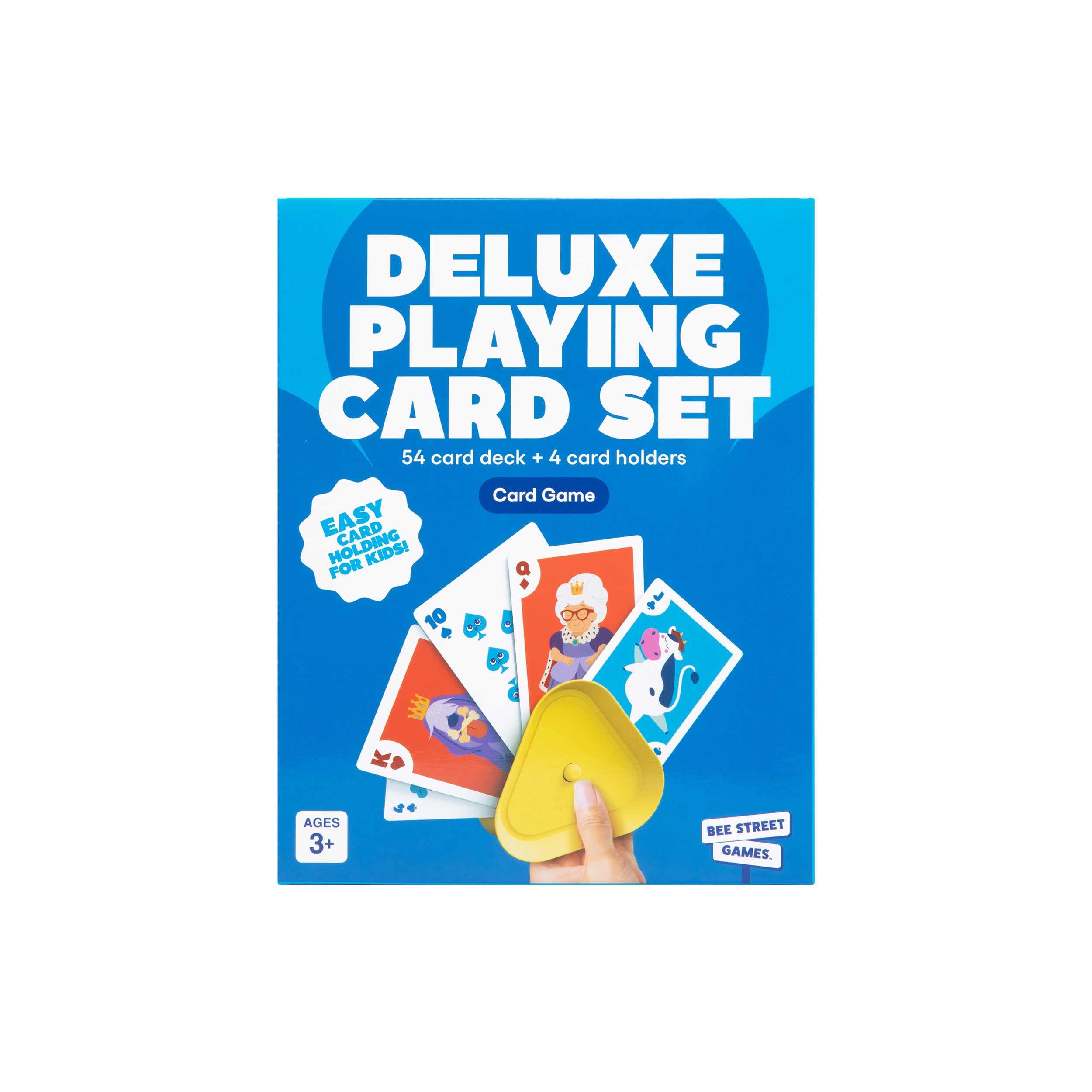 Bee Street Deluxe Playing Card Set With 4 Card Holders and 54 Playing Card Deck - Kids Games Ages 3+
