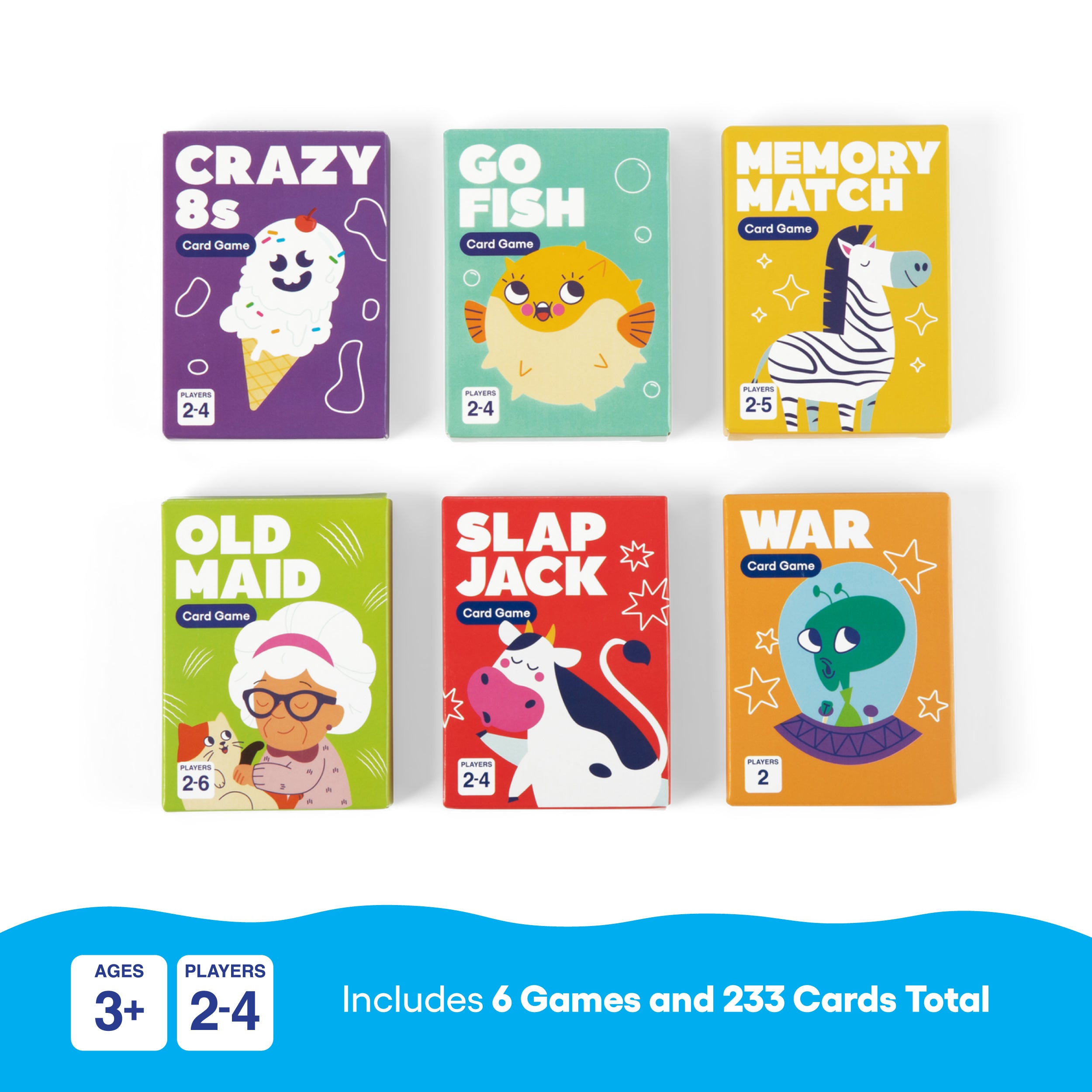 6 in 1 Classic Games Pack from Bee Street Games, By Relatable – The Ultimate Pack Of Family Games For Kids And Adults. Includes Six Card Games For Kids