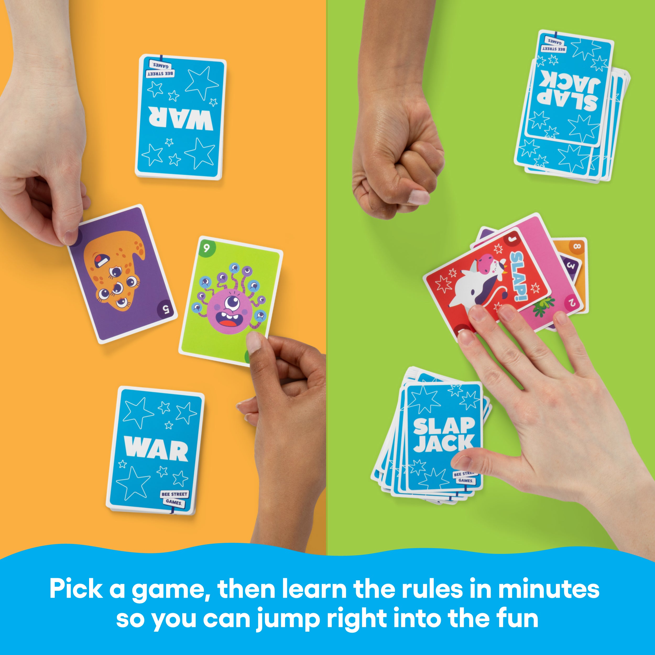 6 in 1 Classic Games Pack from Bee Street Games, By Relatable – The Ultimate Pack Of Family Games For Kids And Adults. Includes Six Card Games For Kids