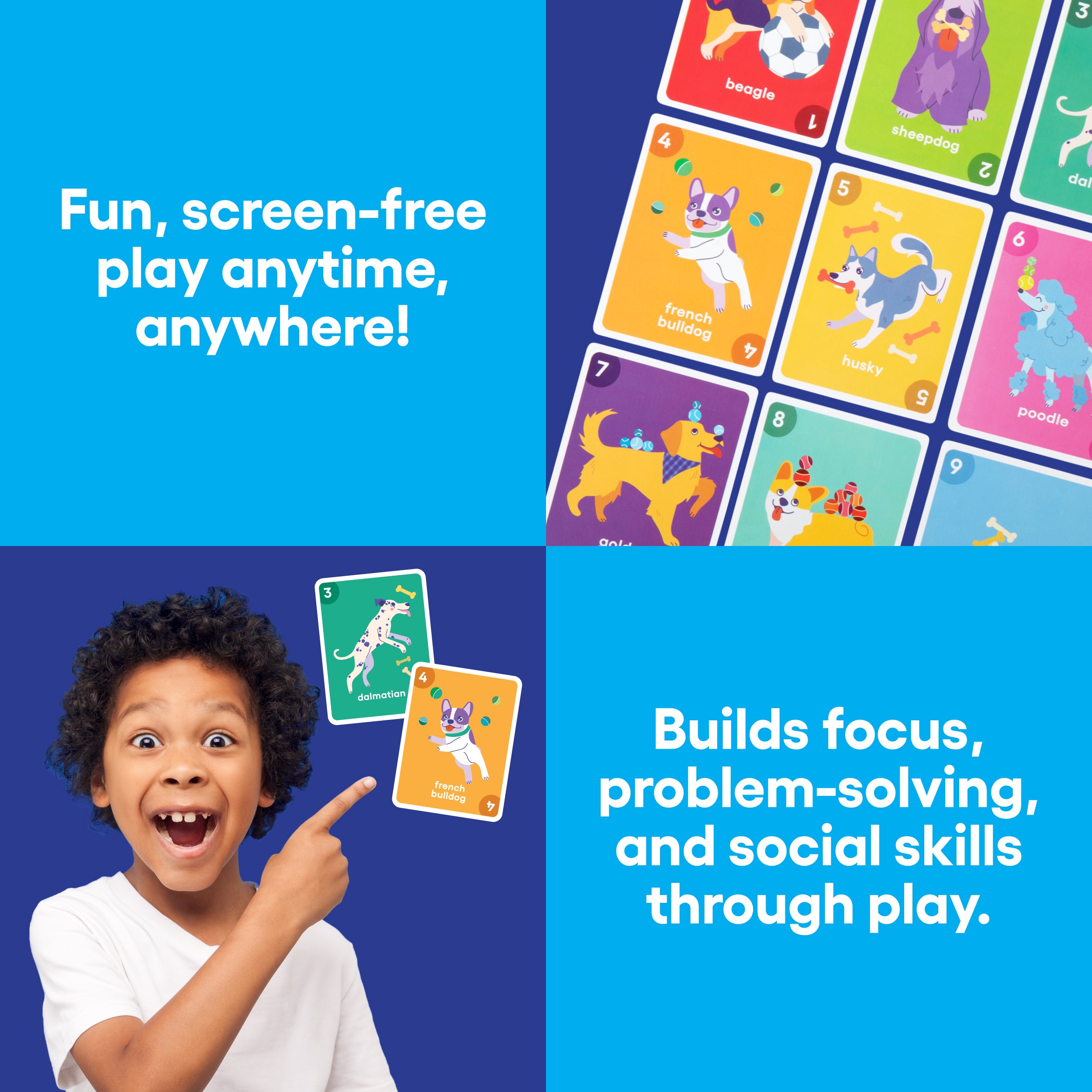 Go Fish, The Go Fetch Edition from Bee Street Games, by Relatable – Classic family games reimagined with playful, silly themes. Includes 36 jumbo playing cards.