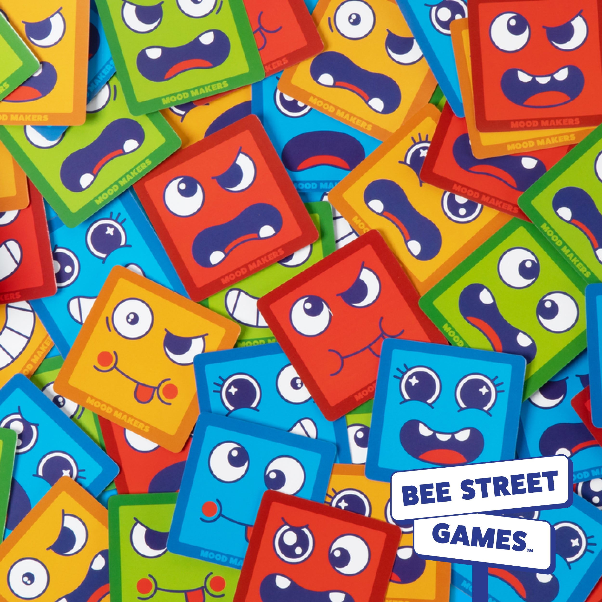 Mood Makers from Bee Street Games, by Relatable – A fast-paced dexterity kids games that includes 16 face blocks, 50 cards, and one instruction card.