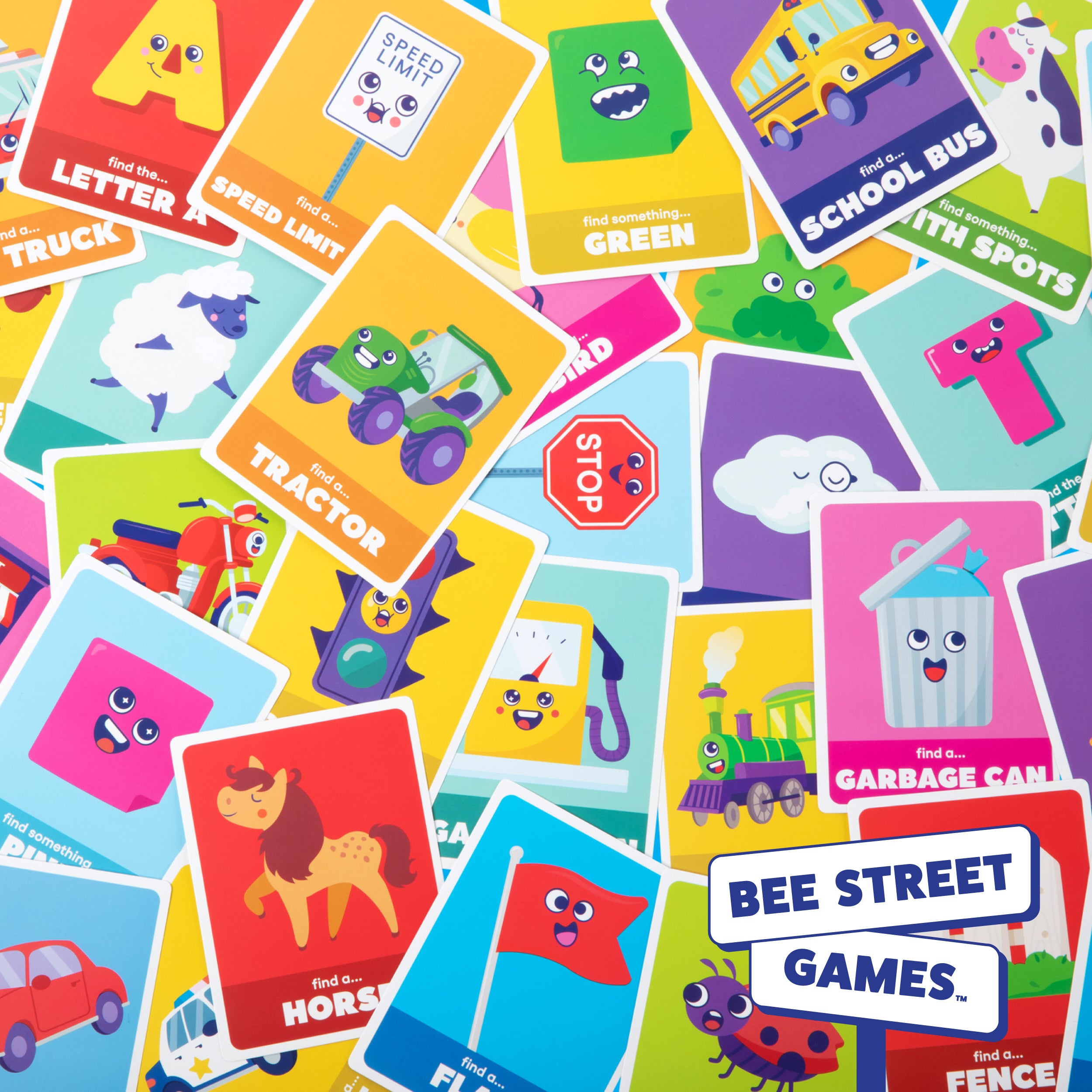 Road Trip from Bee Street Games, by Relatable. Road trip games for kids and family fun on the go. Includes 36 jumbo playing cards.
