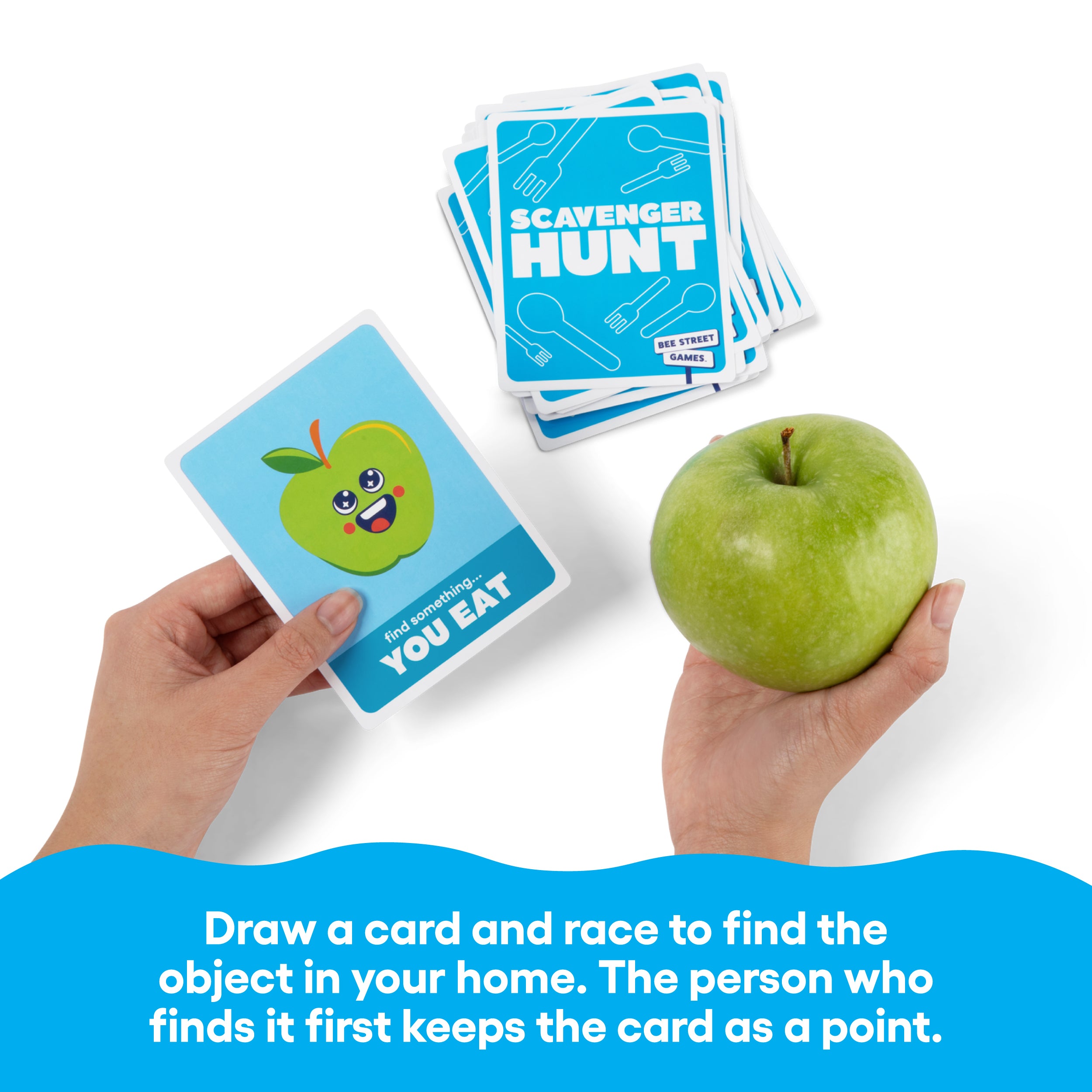 Scavenger Hunt, Around The House Edition from Bee Street Games, by Relatable – Classic family games reimagined with playful, silly themes. Includes 36 jumbo playing cards.