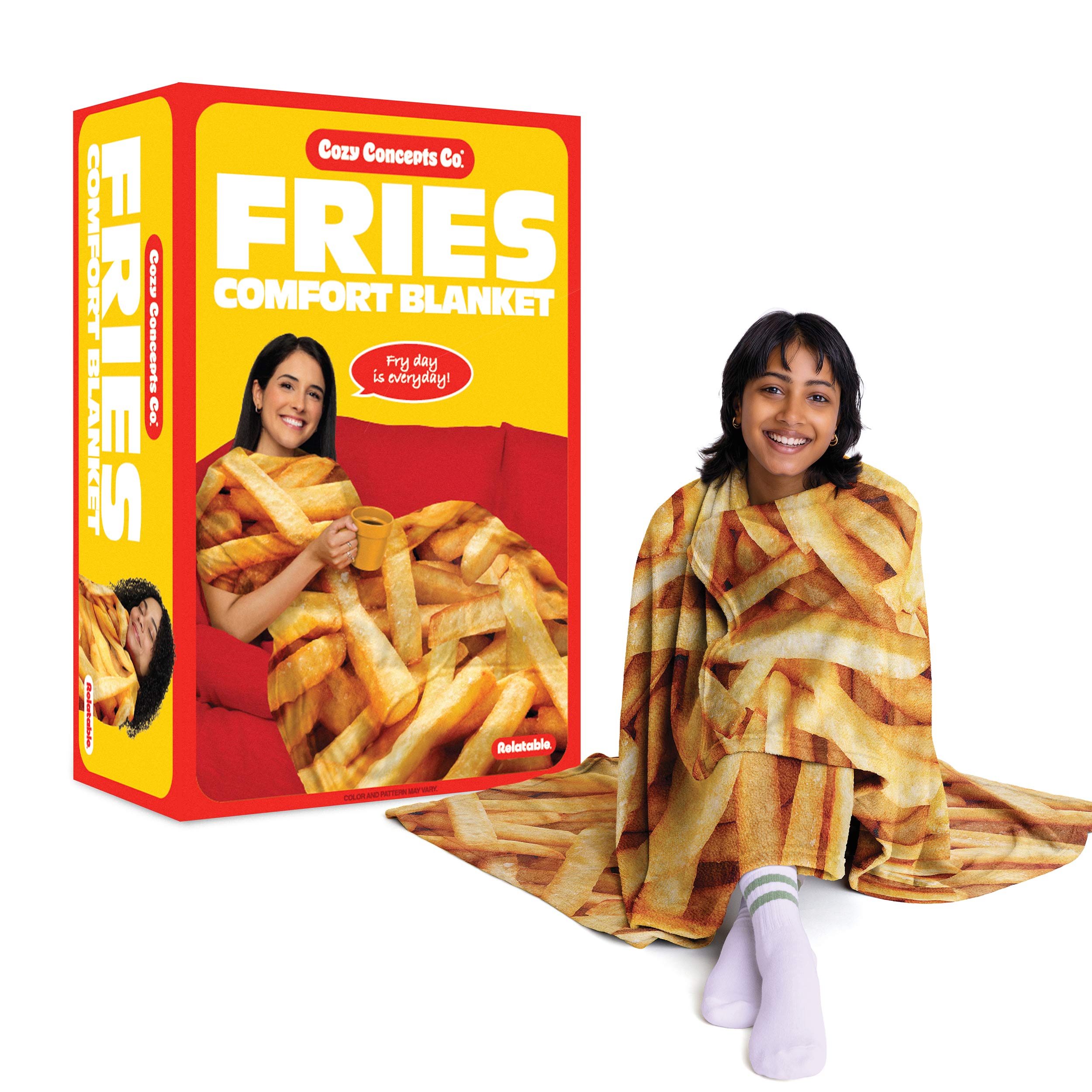 Cozy Concepts Co. French Fries Comfort Blanket by Relatable - Cozy Throw Blanket for Room Decor