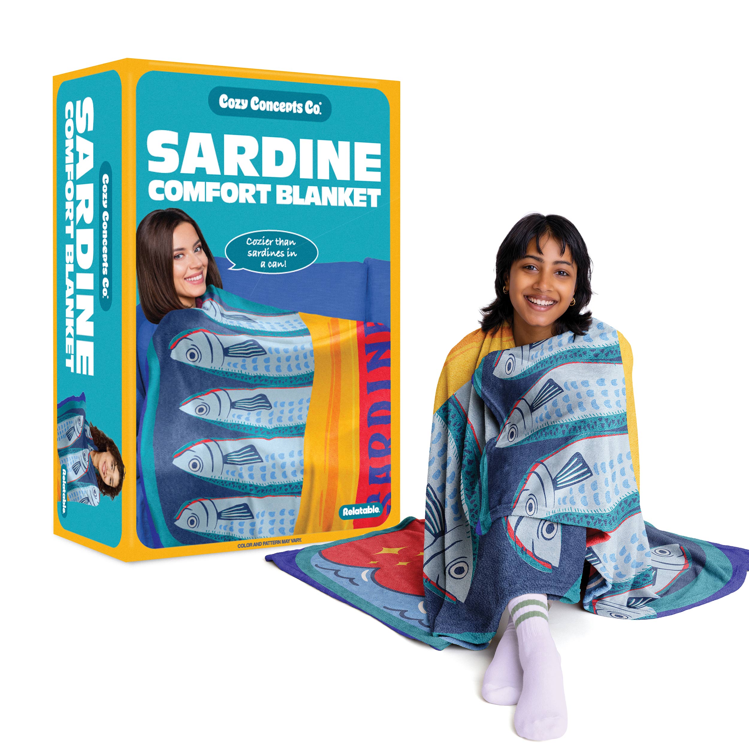 Cozy Concepts Co. Sardines Comfort Blanket by Relatable - Cozy Throw Blanket for Room Decor,