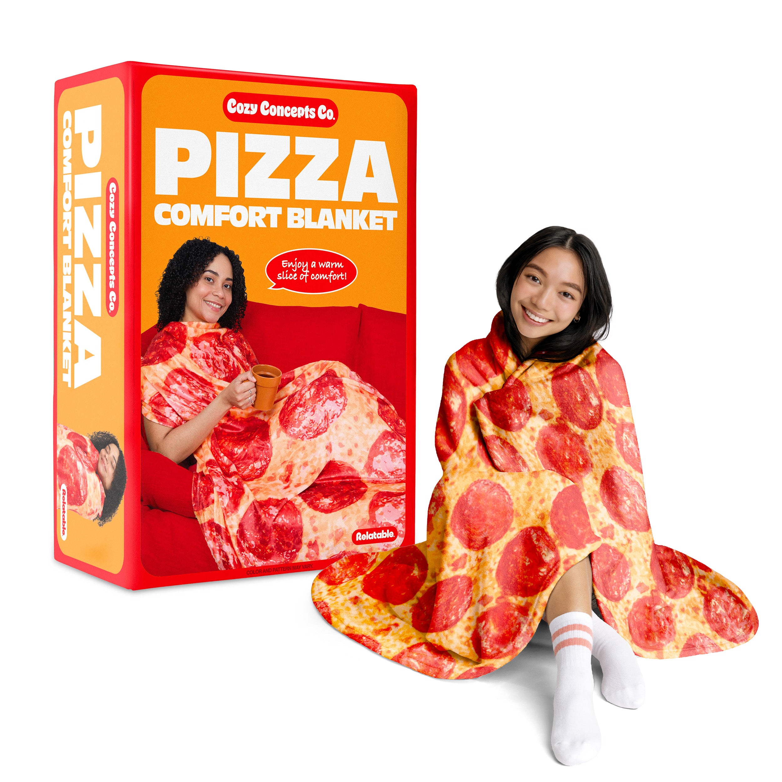 Cozy Concepts Co. Pizza Comfort Blanket by Relatable – Giant Fleece Throw for Pizza Lovers