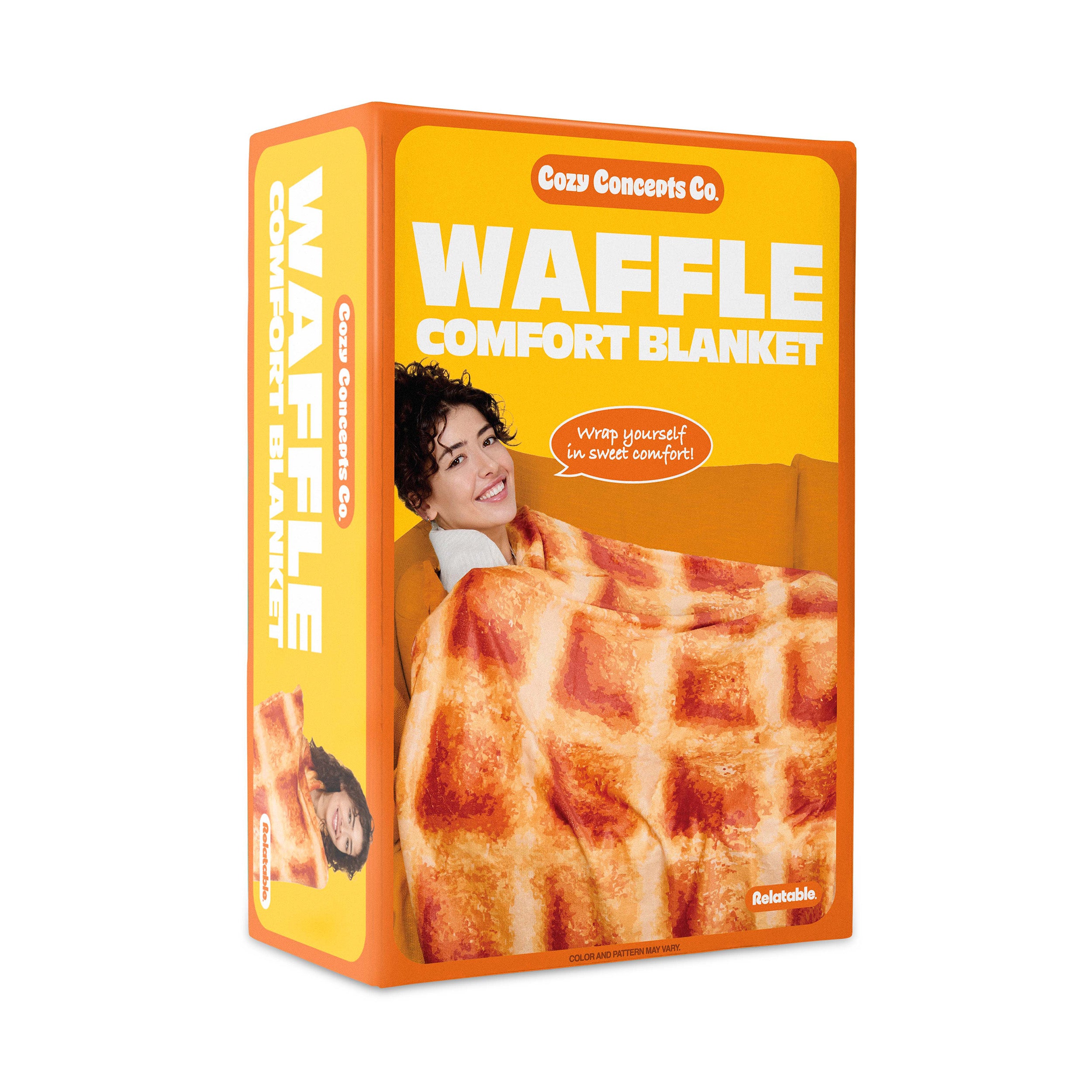 Cozy Concepts Co. Waffle Blanket by Relatable – Giant Breakfast Throw with Butter Square