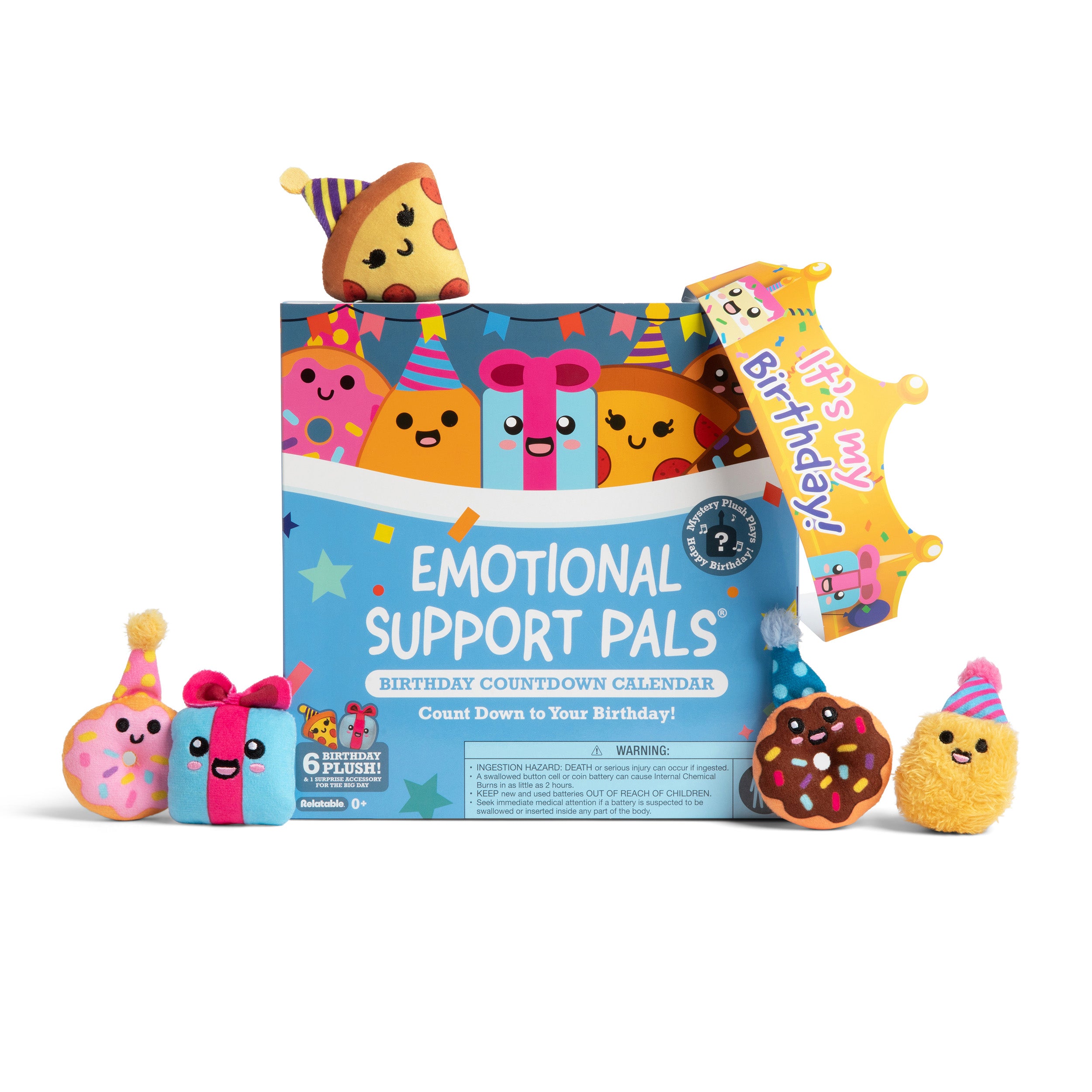 Emotional Support Pals Birthday Countdown Calendar by Relatable — Cuddly Stuffed Animals, Squishy Toys and Plushies, Great Birthday Gift for Loved Ones of All Ages — Includes 7 Surprises