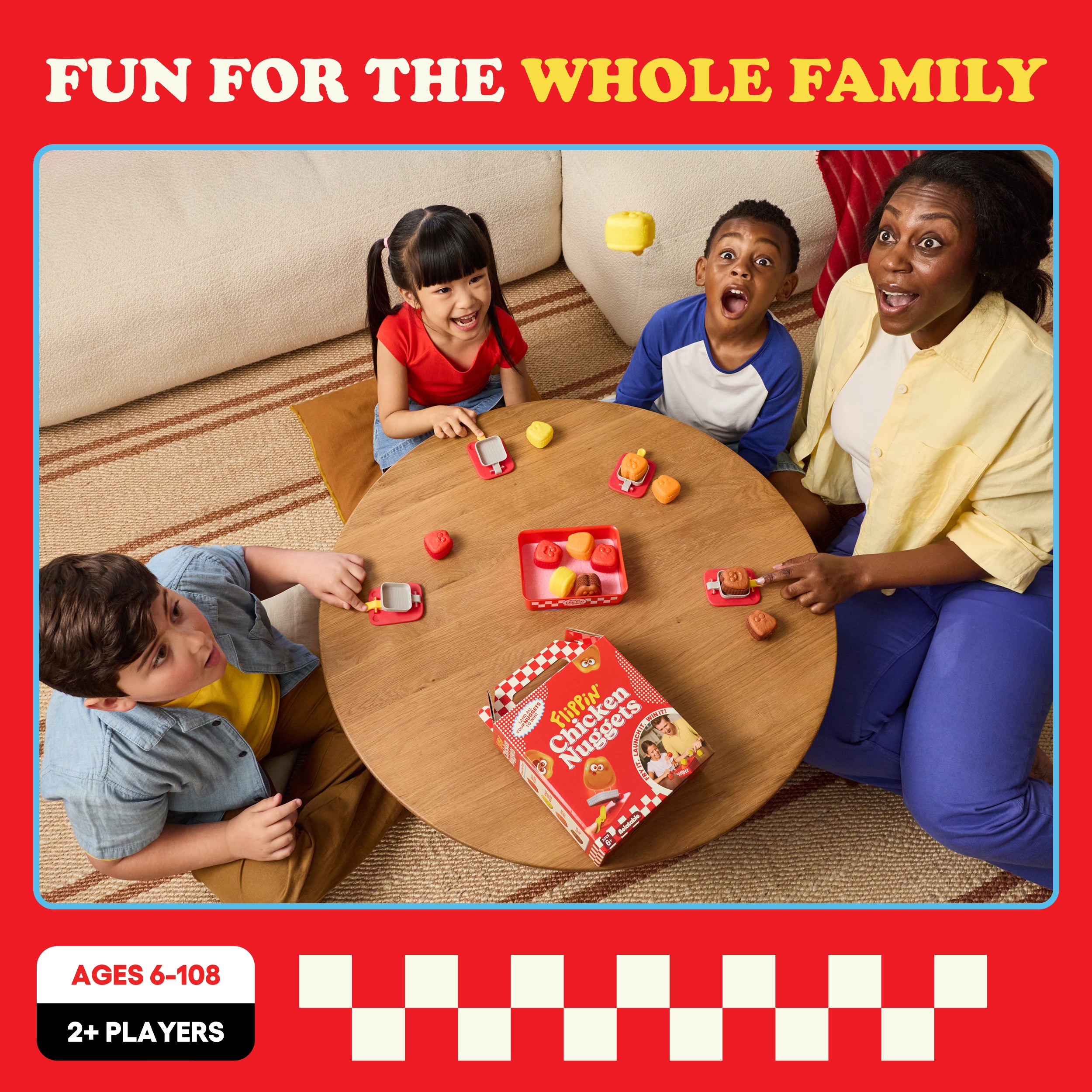 Flippin' Chicken Nuggets by Relatable - Ready, Set, Flip! Land All Your Nuggest To Win. A Fun Pick for Family Games for Kids and Adults, and Birthday Gifts – Includes 4 Launchers and 12 Nuggets