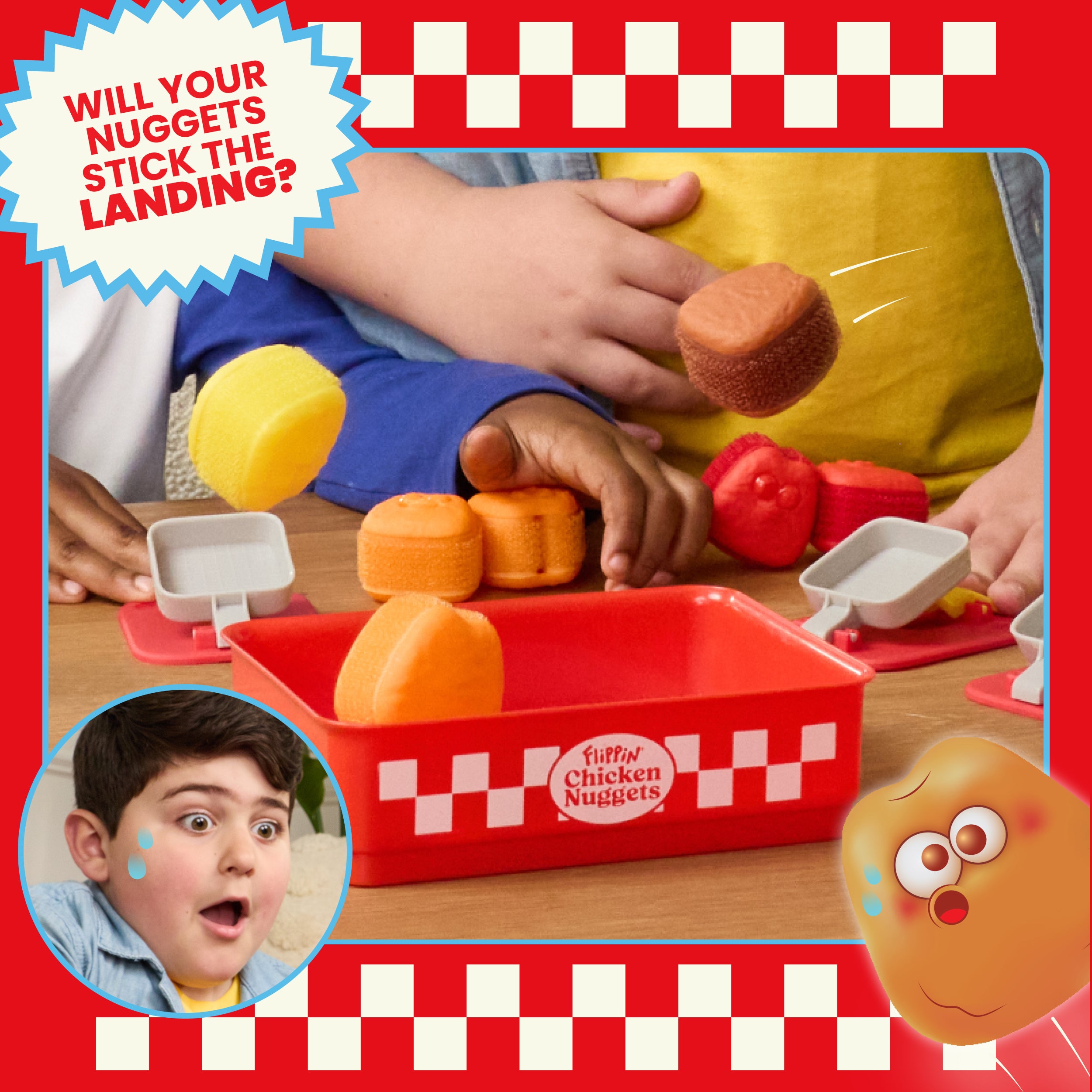 Flippin' Chicken Nuggets by Relatable - Ready, Set, Flip! Land All Your Nuggest To Win. A Fun Pick for Family Games for Kids and Adults, and Birthday Gifts – Includes 4 Launchers and 12 Nuggets