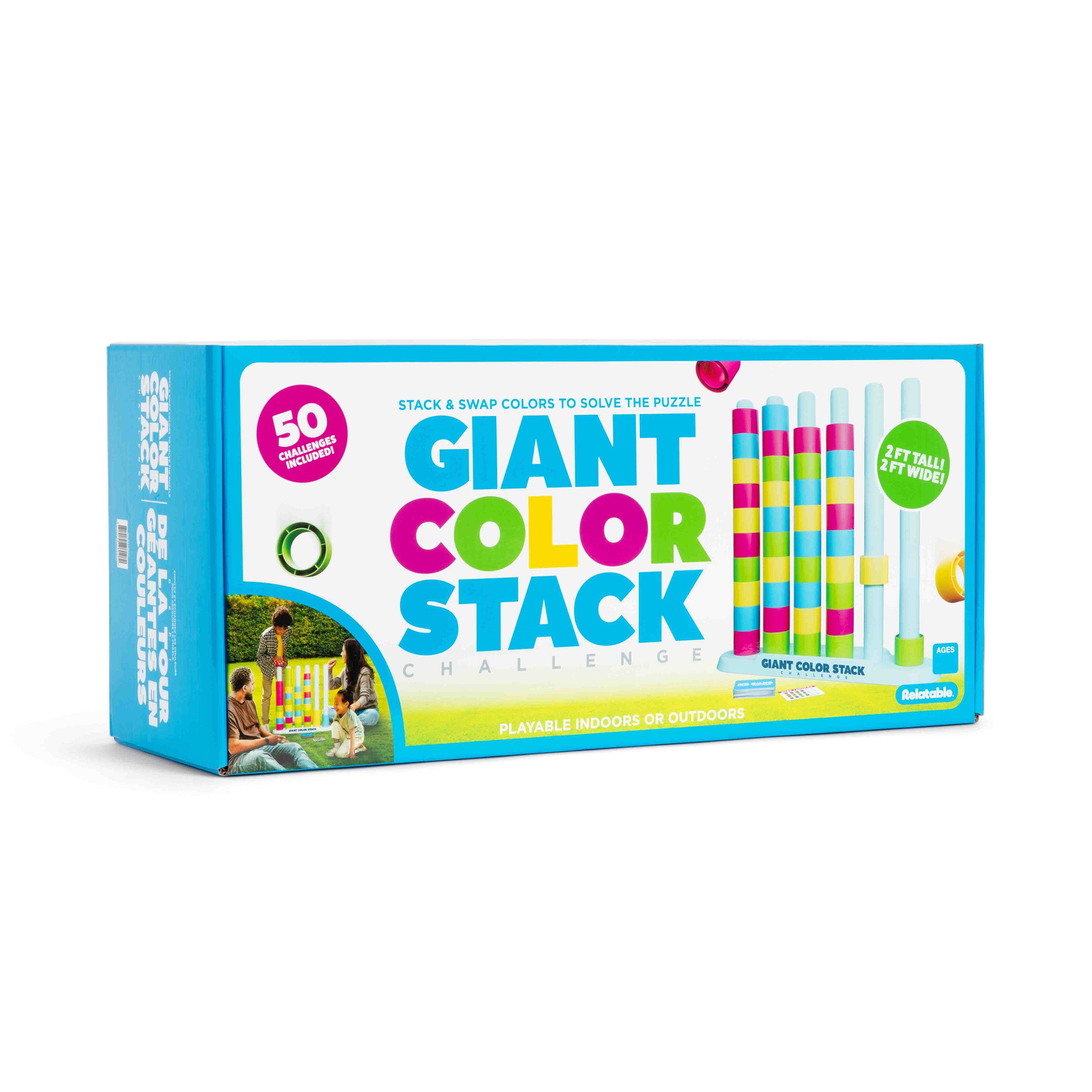 Giant Color Stack Challenge by Relatable – Jumbo Puzzle Game with 50 Logic Challenges, Strategy Game for Kids & Adults, Outdoor Yard Game, Ages 6+