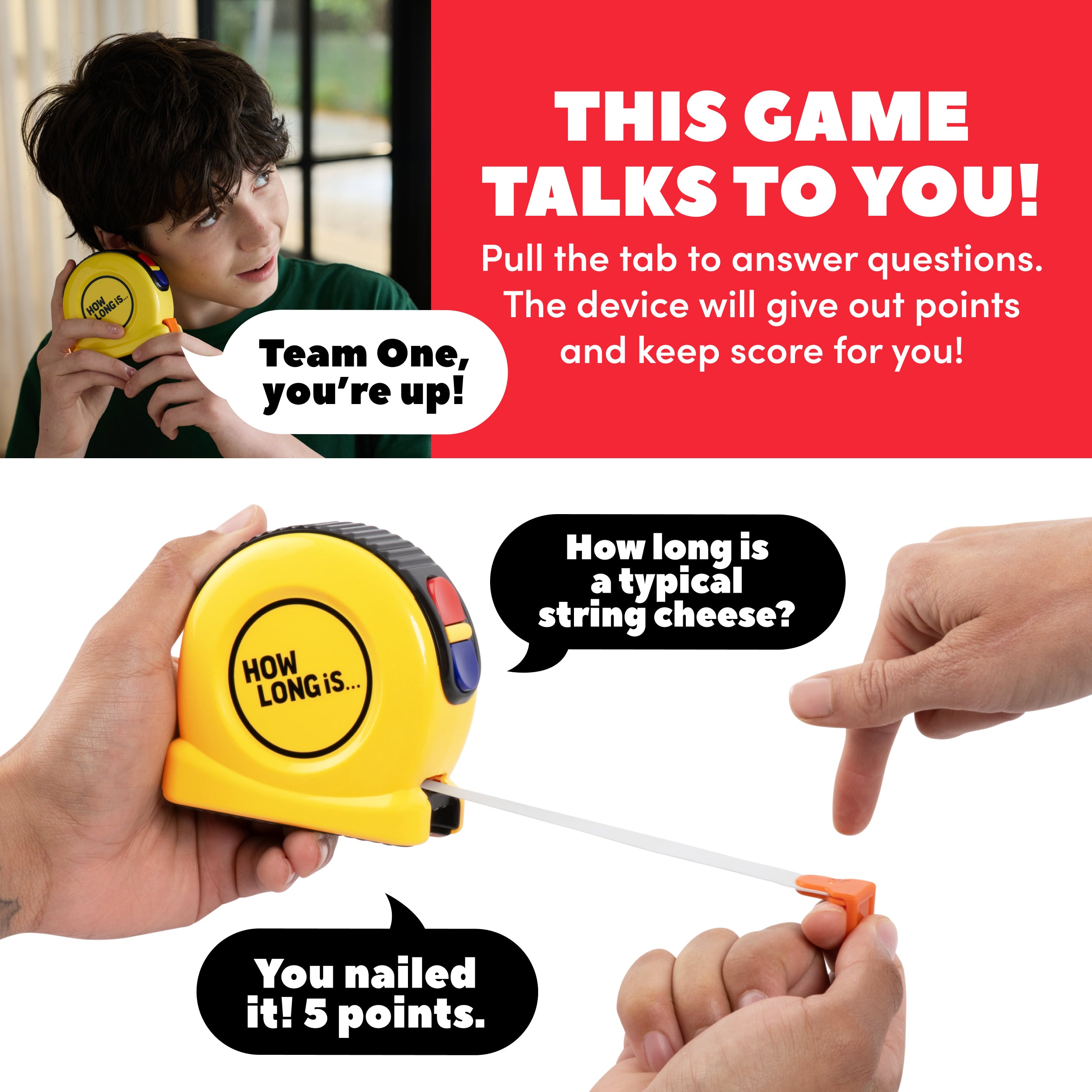 How Long Is by Relatable - An Interactive Trivia Game Where You Guess the Measurement. A Family Trivia Game and Guessing Game for Game Night – Includes 1 Device With 200 Questions. Batteries Included