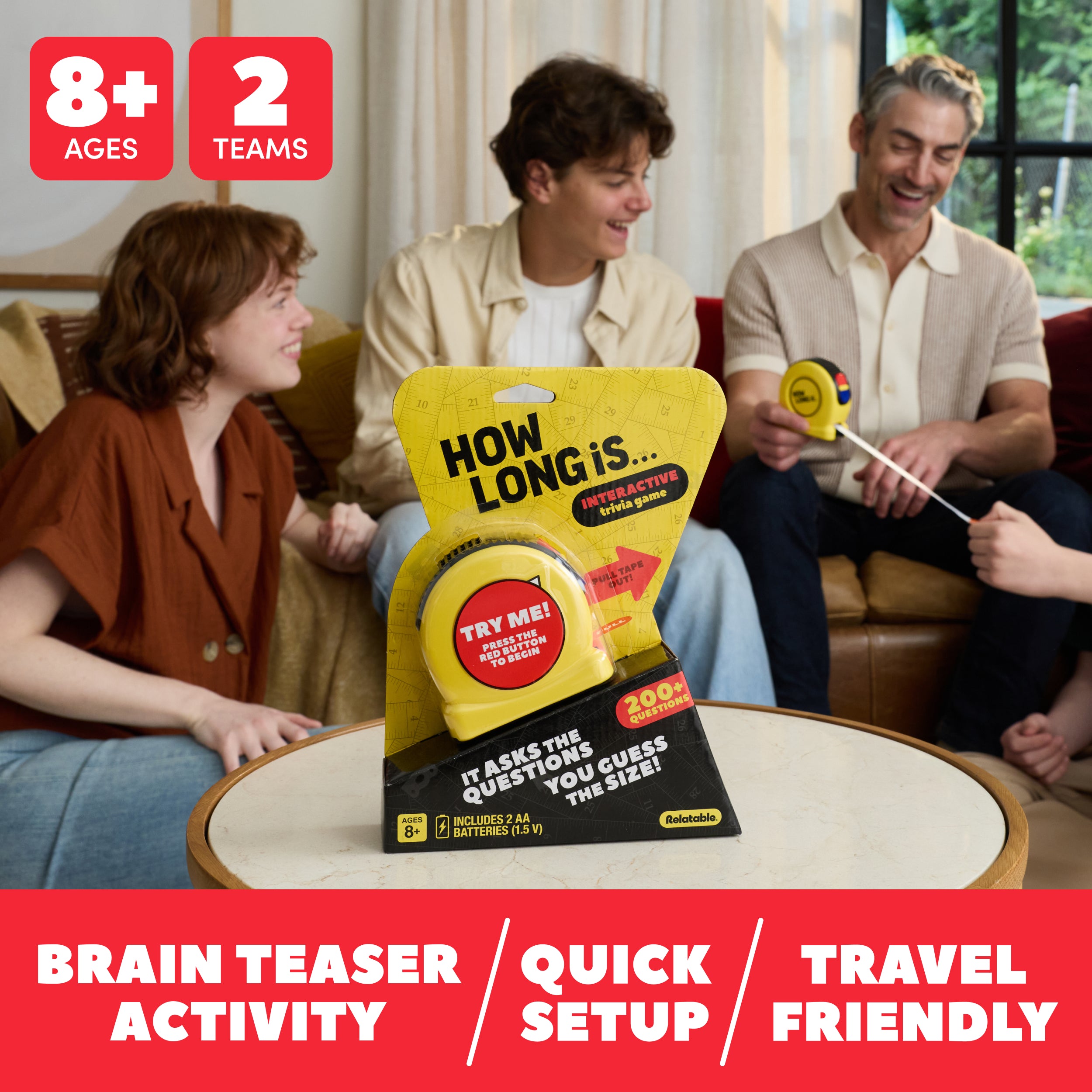 How Long Is by Relatable - An Interactive Trivia Game Where You Guess the Measurement. A Family Trivia Game and Guessing Game for Game Night – Includes 1 Device With 200 Questions. Batteries Included