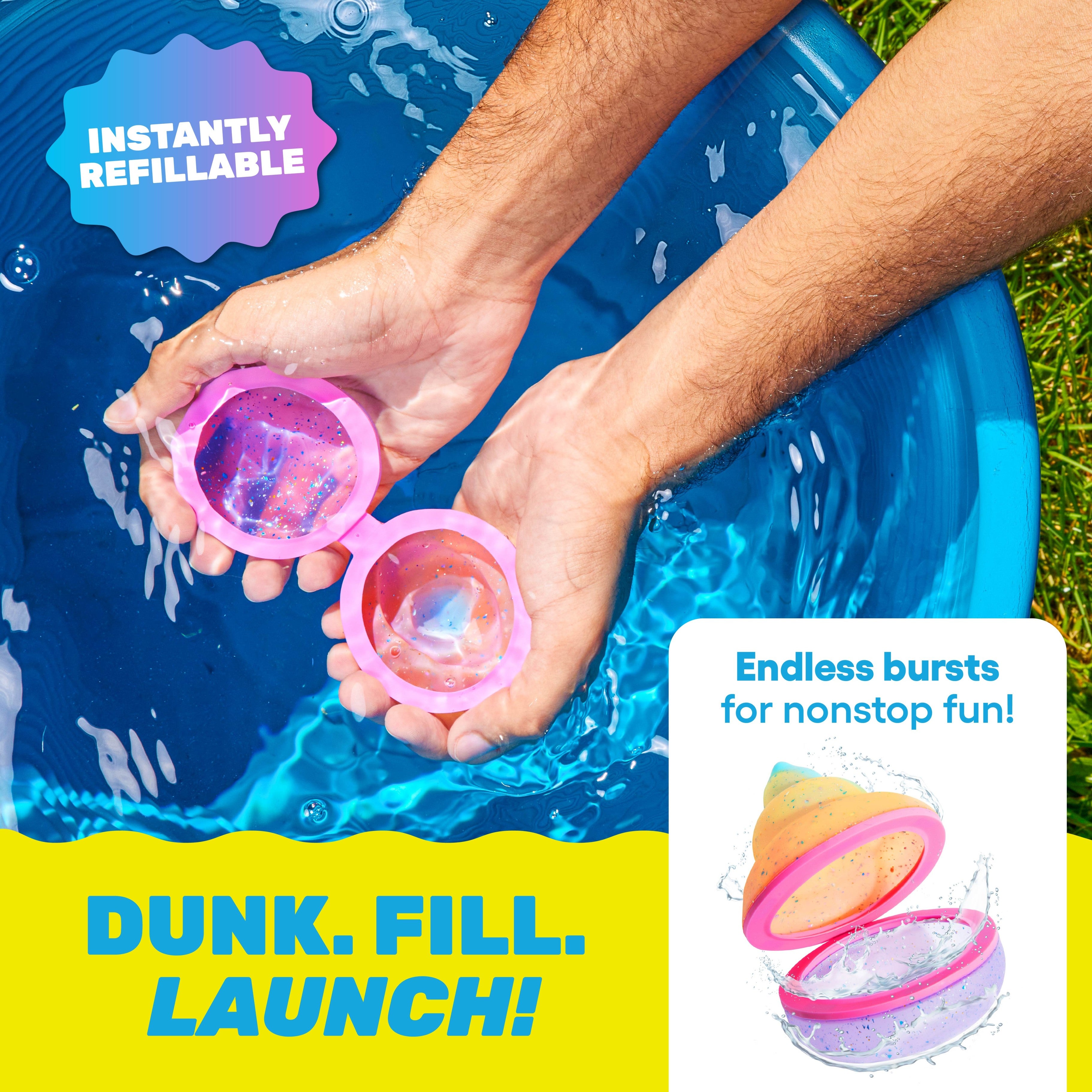 Hydroburst 6-pack Reusable Water Balloons by Relatable, Includes 6 Refillable Balloons With Poopy Faces