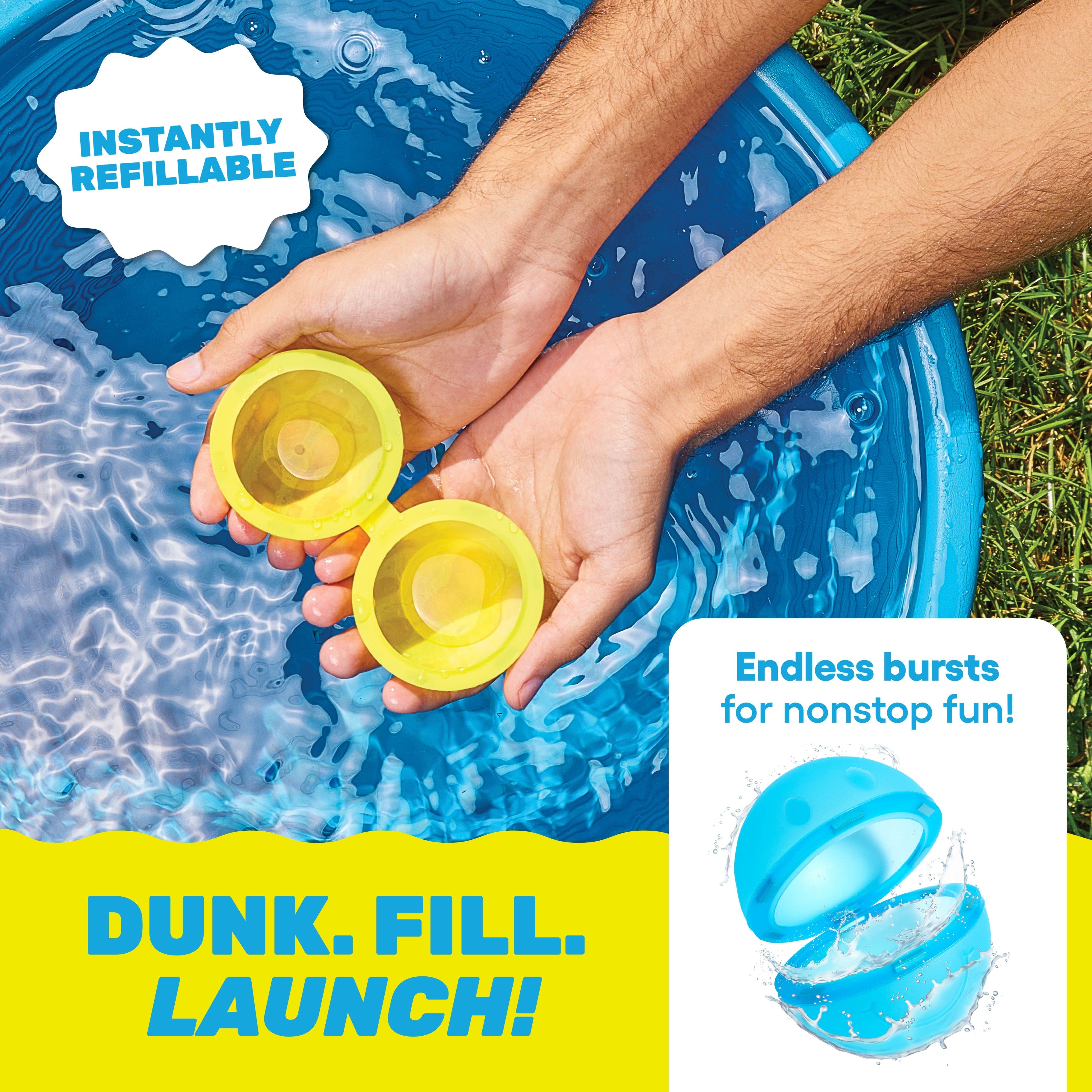 Hydroburst 6-pack Reusable Water Balloons by Relatable, Includes 6 Refillable Balloons With Happy Faces