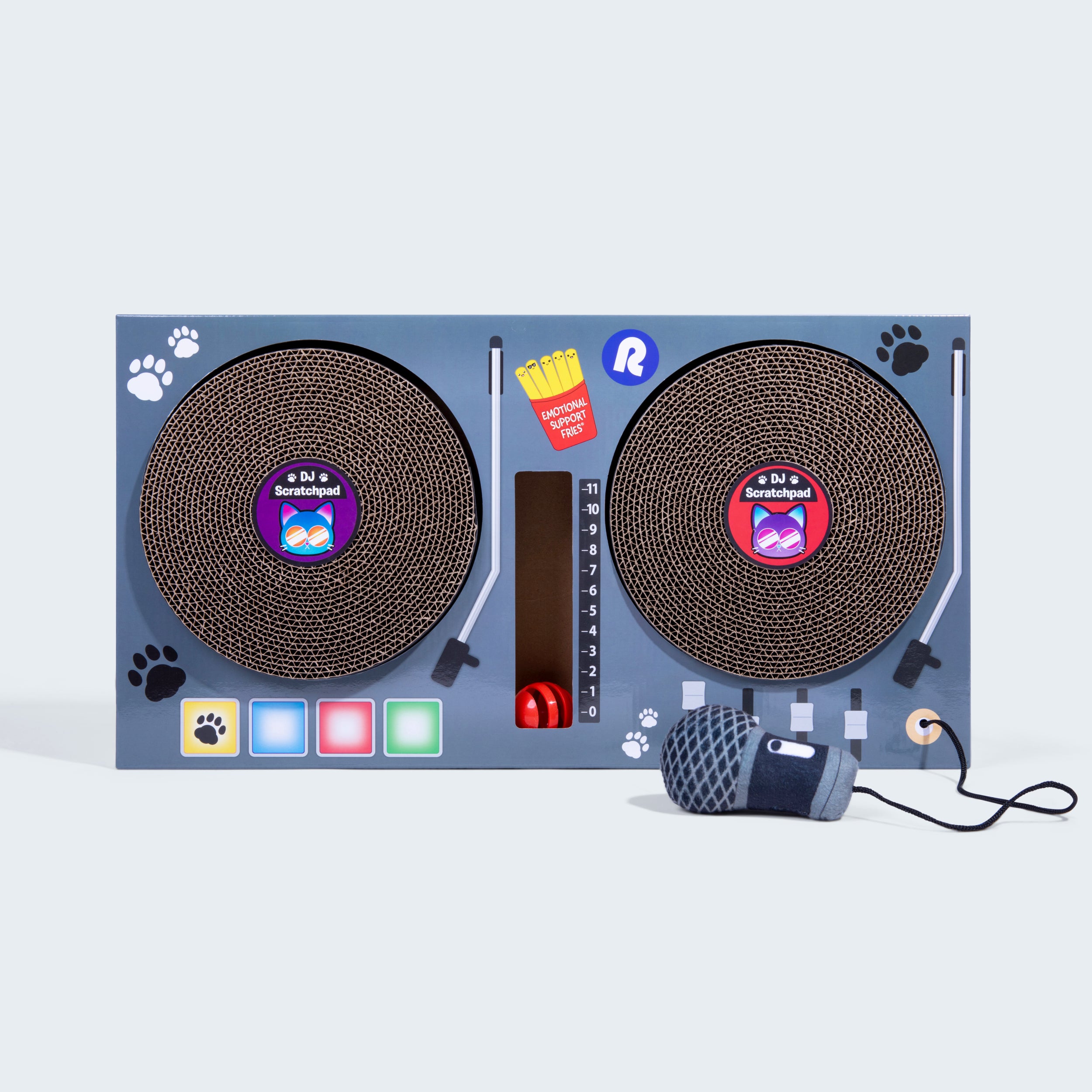 DJ Scratchpad by Relatable, Includes Box With 2 Scratch Wheels, 1 Plastic Ball With Bell, And Attached Microphone Plush