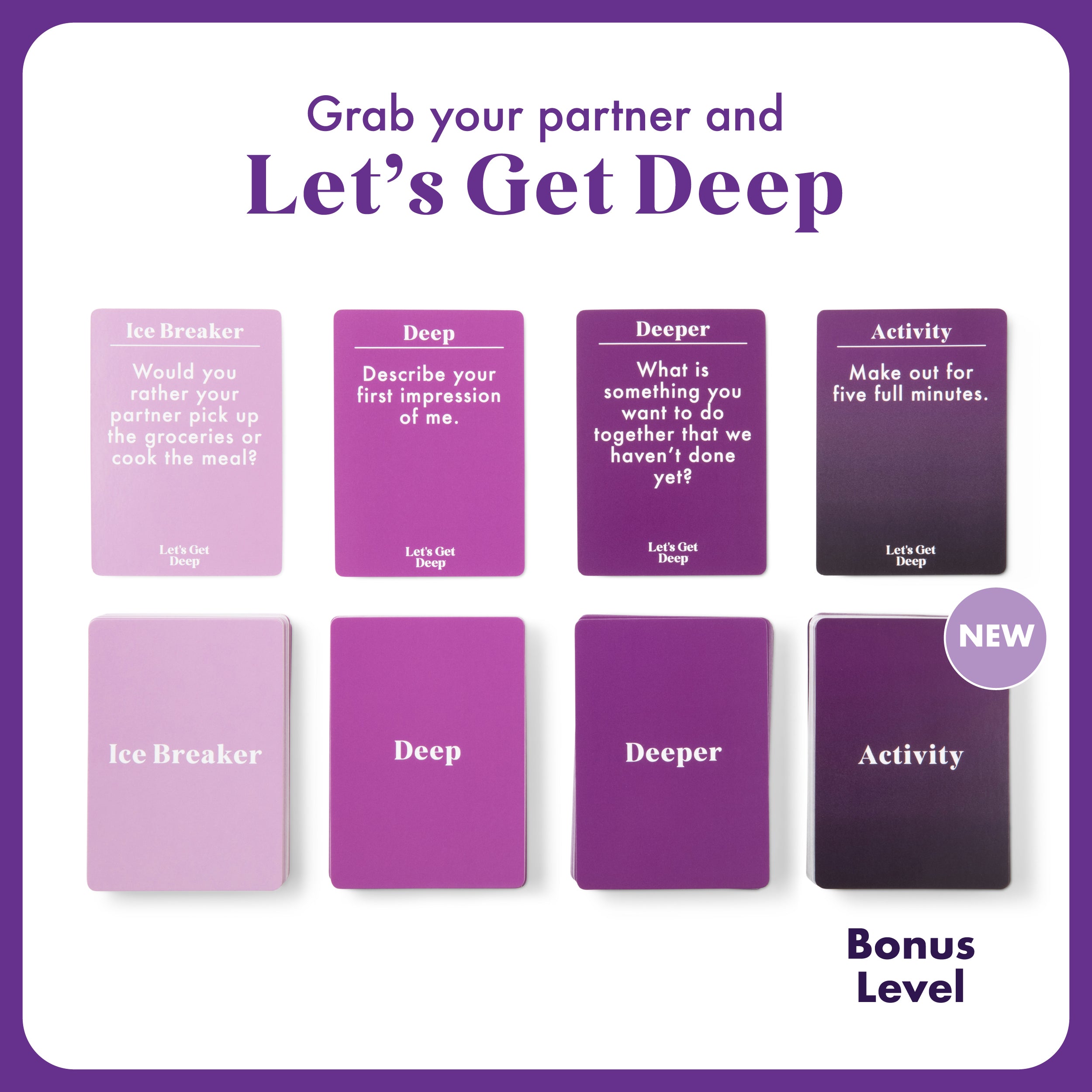 Let's Get Deep - Questions for Couples Intimate Date Night Card Game