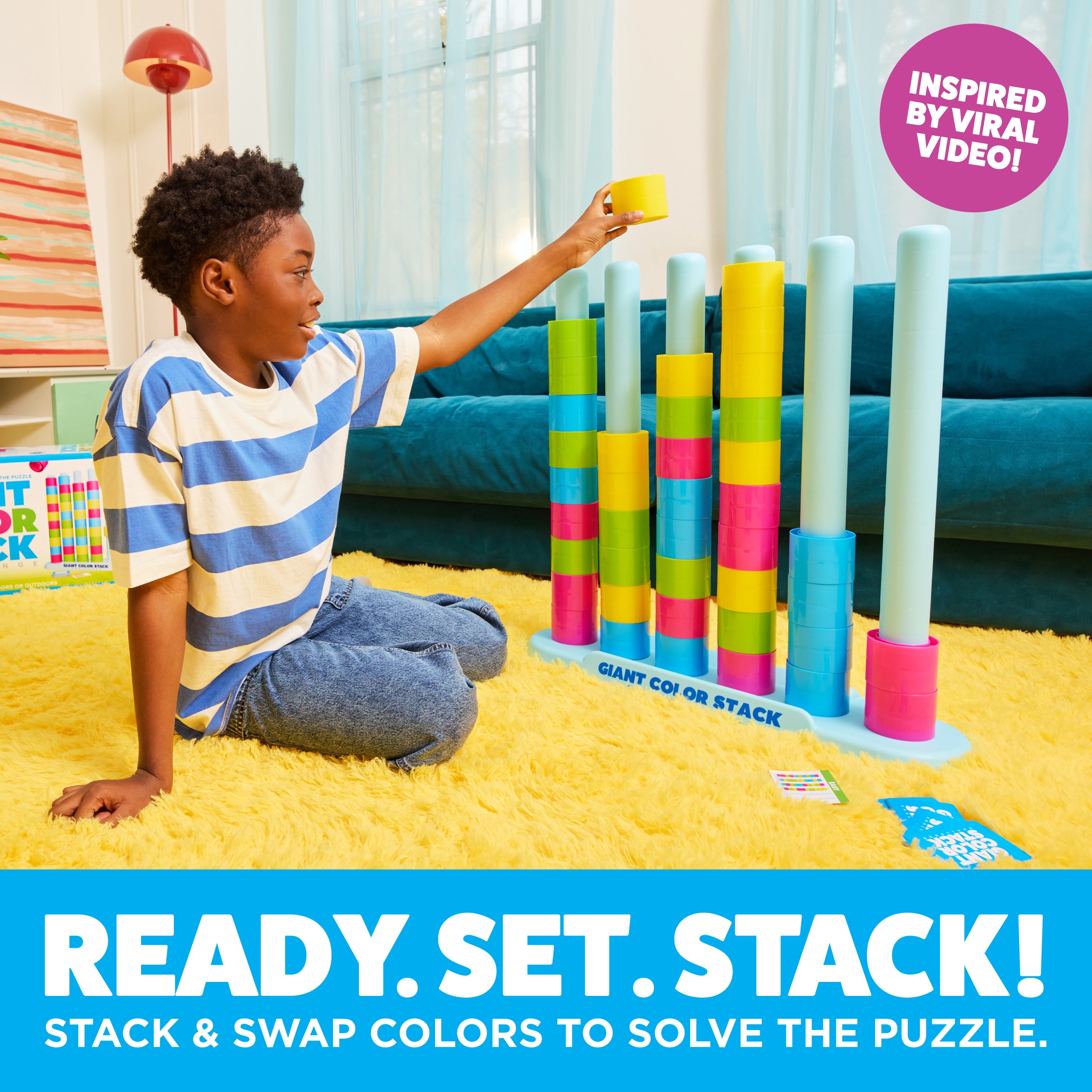 Giant Color Stack Challenge by Relatable – Jumbo Puzzle Game with 50 Logic Challenges, Strategy Game for Kids & Adults, Outdoor Yard Game, Ages 6+