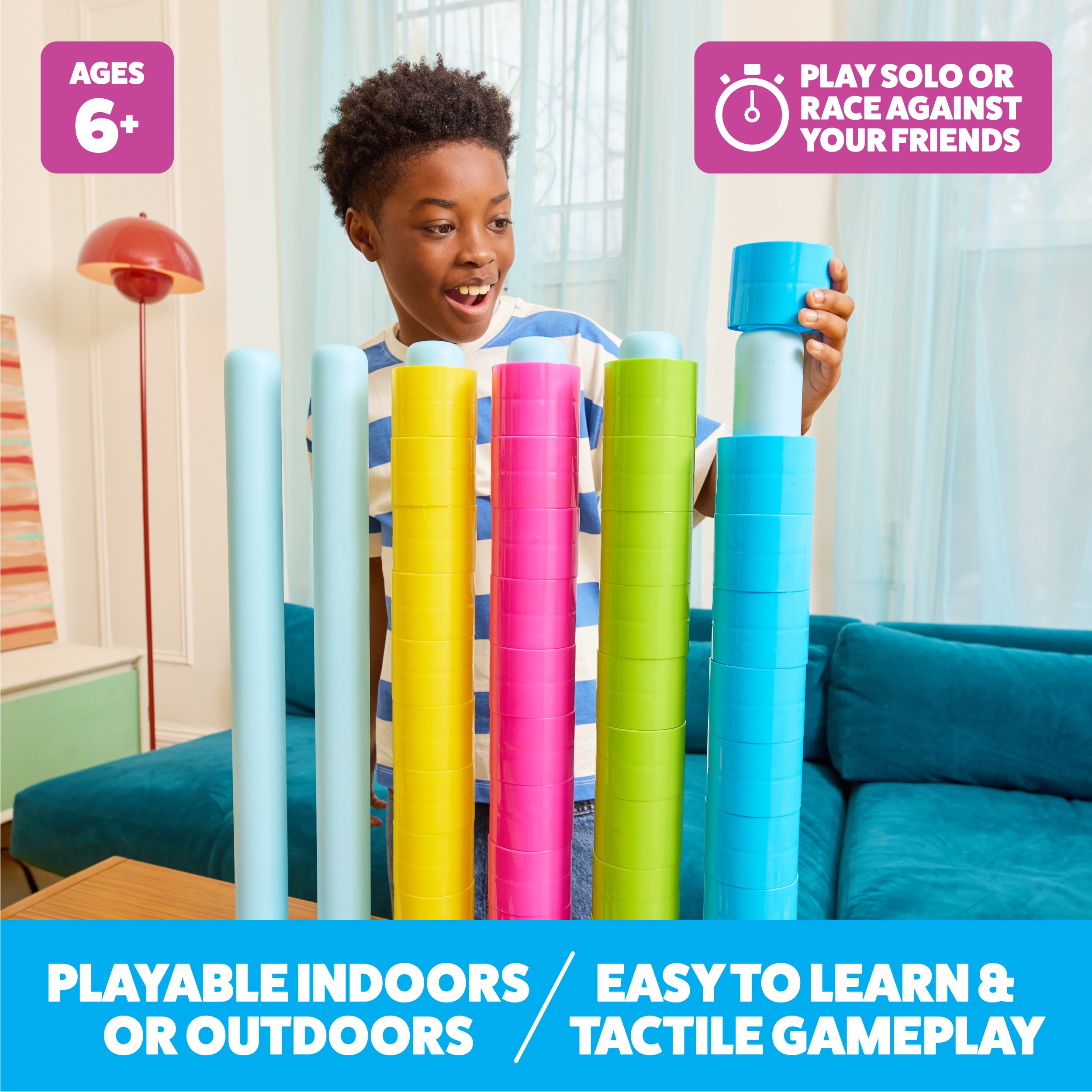 Giant Color Stack Challenge by Relatable – Jumbo Puzzle Game with 50 Logic Challenges, Strategy Game for Kids & Adults, Outdoor Yard Game, Ages 6+
