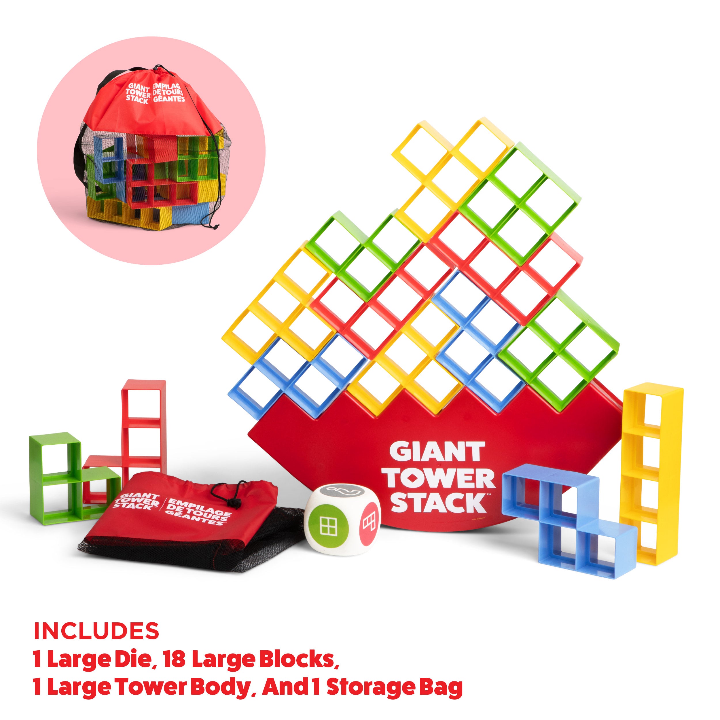 Giant Tower Stack by Relatable – Jumbo Outdoor Block Game with Balance Base, Perfect for Family Yard Games, Camping, and Party Fun