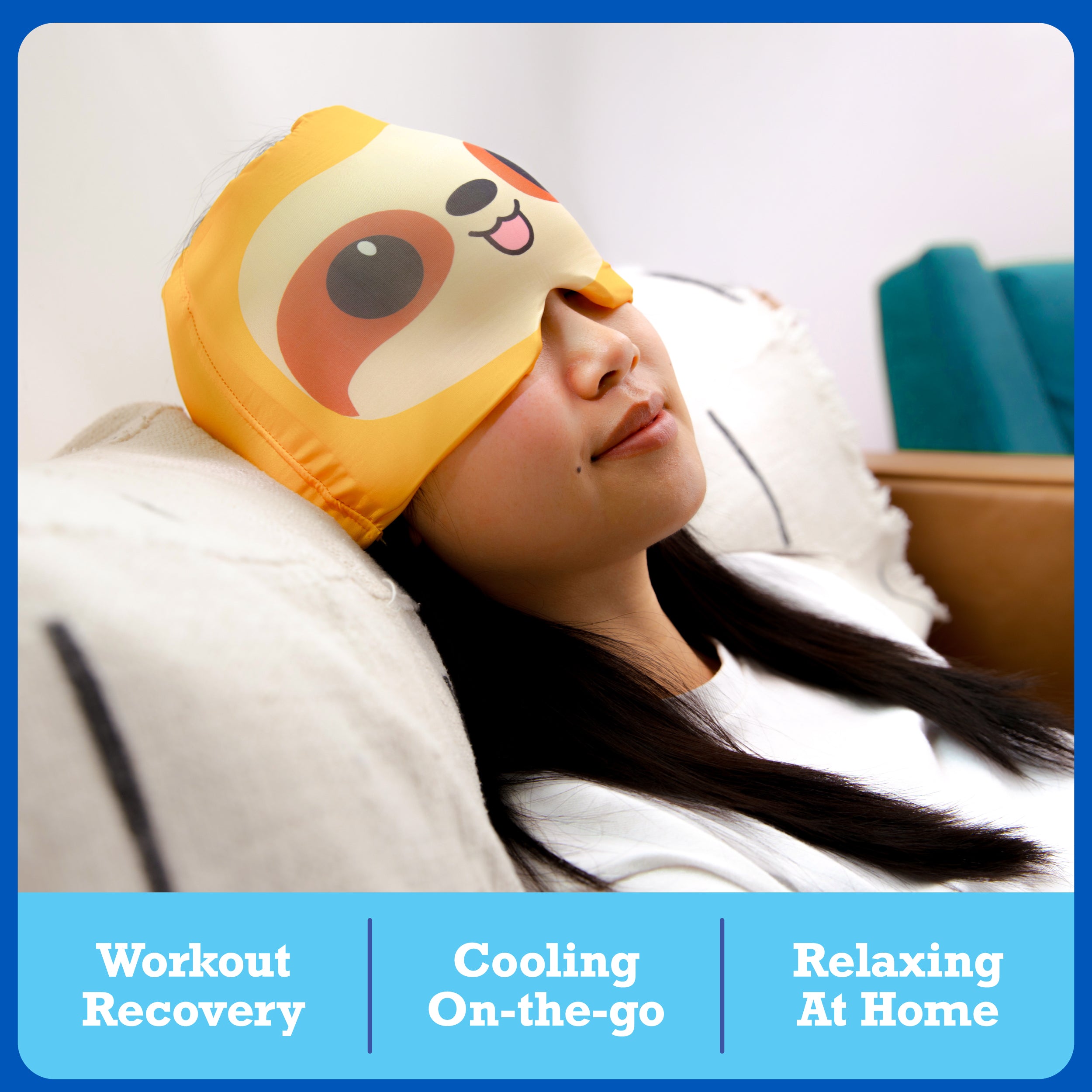 Happy Helpers Sloth Cooling Headache Cap by Relatable, Perfect for Soothing Support During Headaches, Hangovers, Post Workout Recovery, Stress Support and Cooling Support,  Includes 1 Cooling Cap