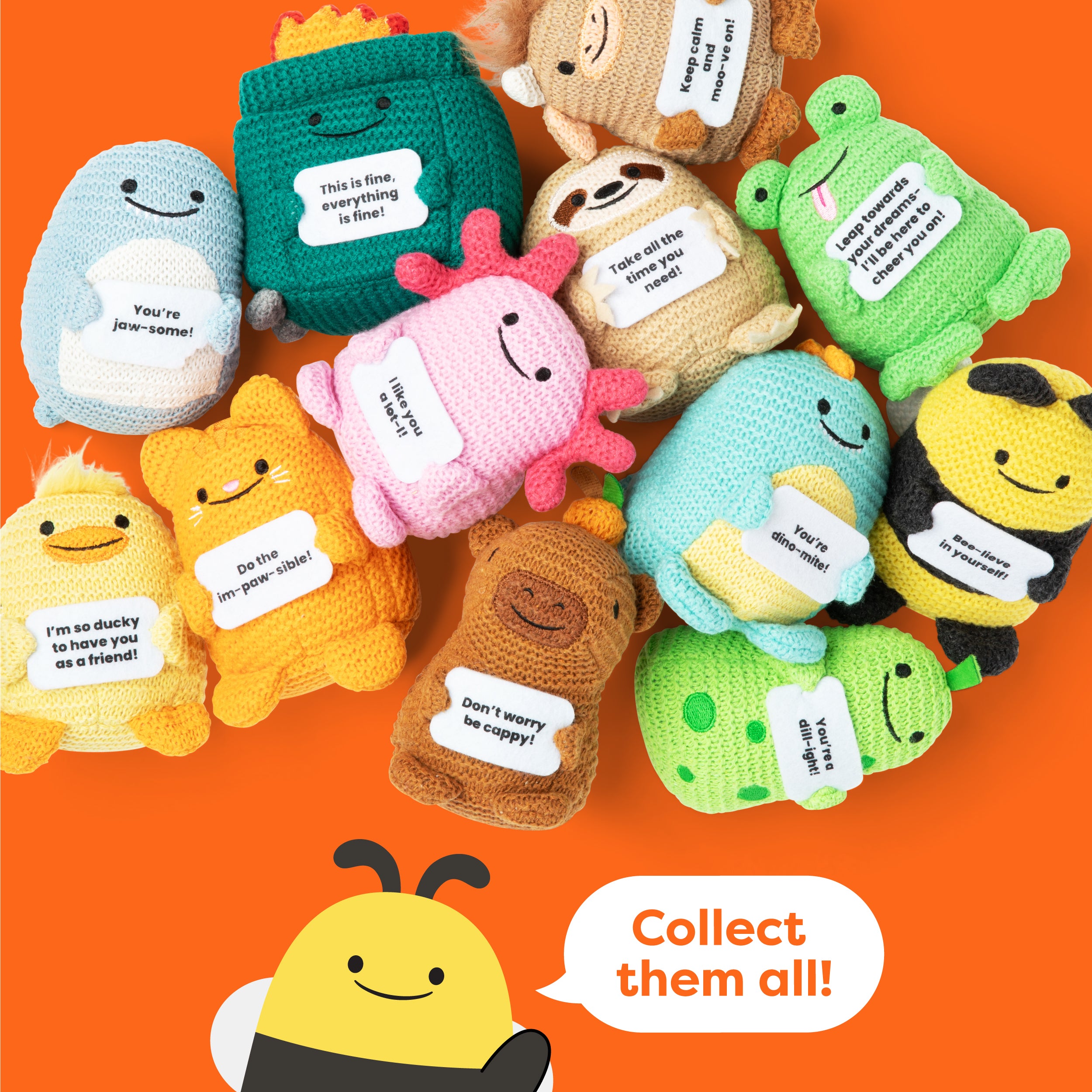Lil Cheers Bee by Relatable – Motivational Crochet Plush for Easter Baskets, Cute Desk Decor & Feel-Good Gift for Kids & Adults