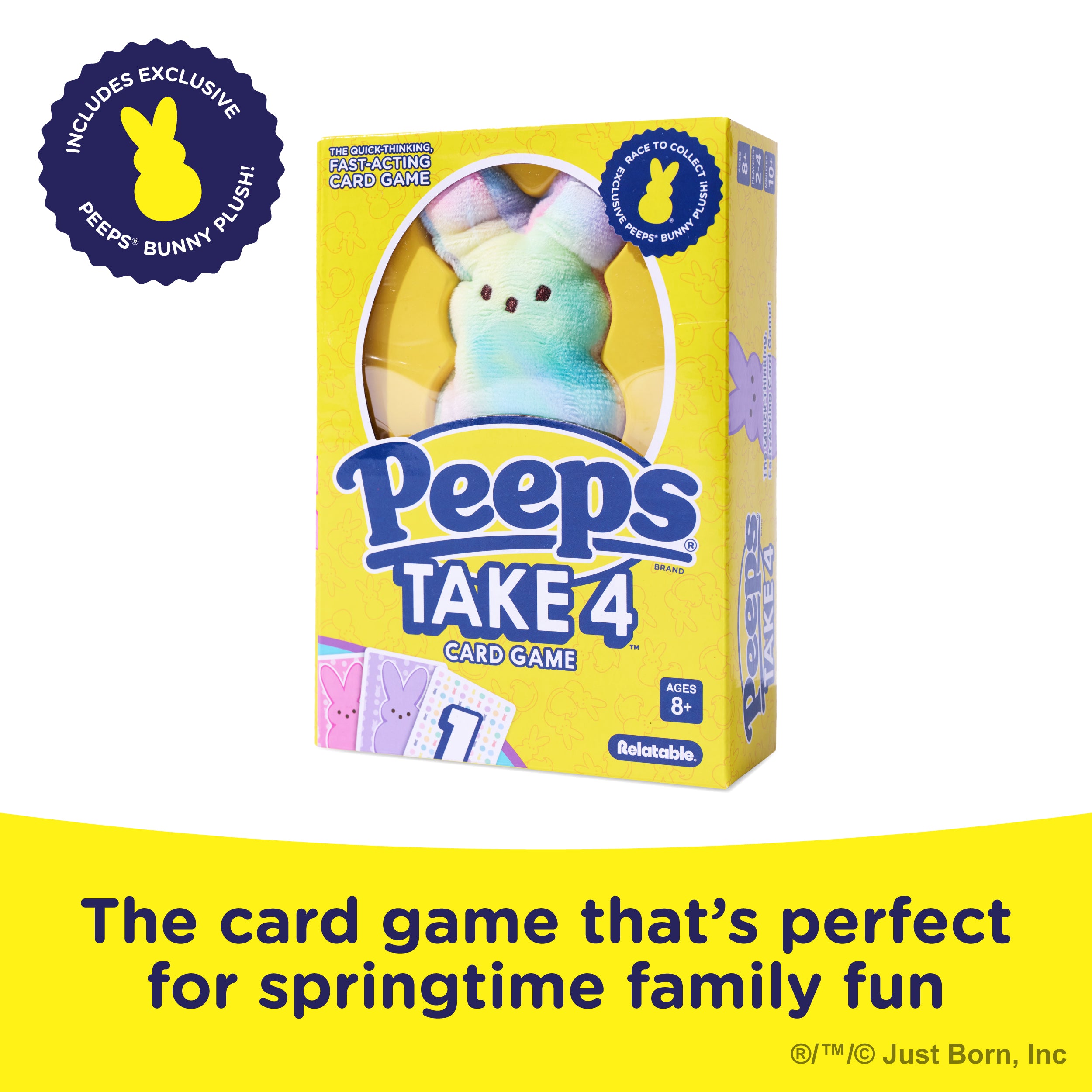 Peeps® Take 4 by Relatable – A fast, cute family card game featuring an exclusive Peeps® plushie