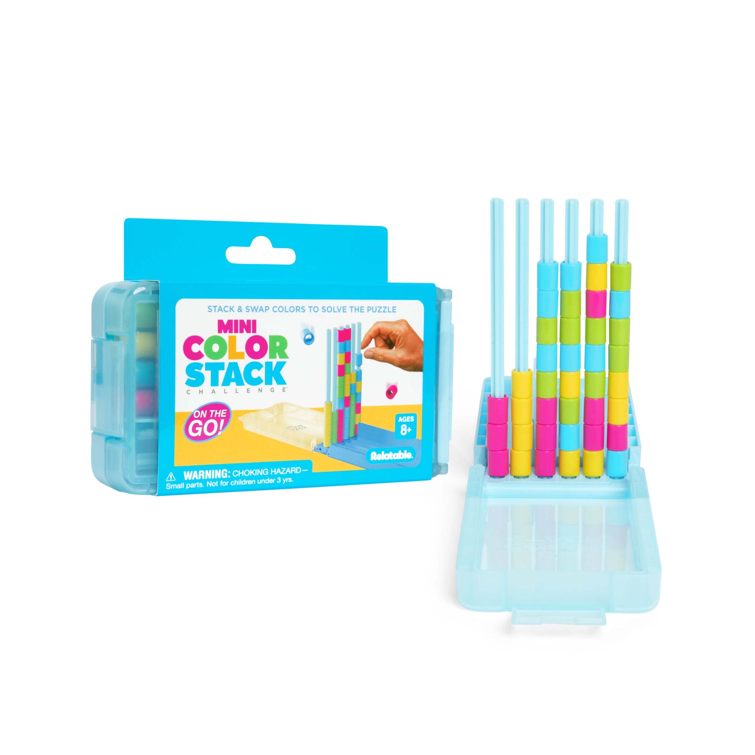 Mini Color Stack Challenge by Relatable - Shake It, Sort It, Solve It. A Solo-Play Travel Games Version Of The Viral Color Stack Game for Ages 8+ – Includes 1 Travel Case and 40 Rings