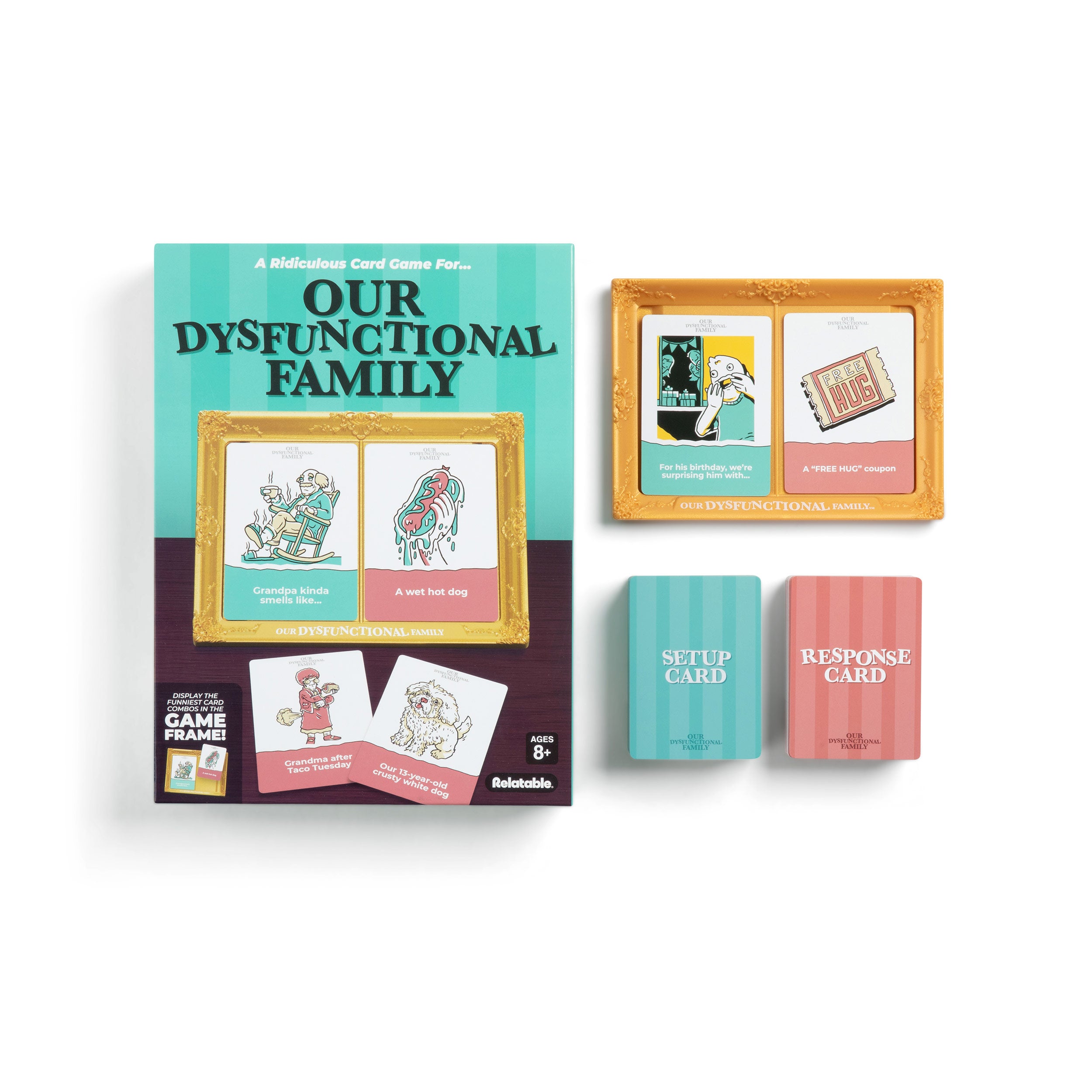 Our Dysfunctional Family by Relatable - The Funny Family Games Pick That Puts the Fun in Dysfunctional. A Family Game Night Staple for Ages 8+ - Includes 300 Cards and 1 Frame.