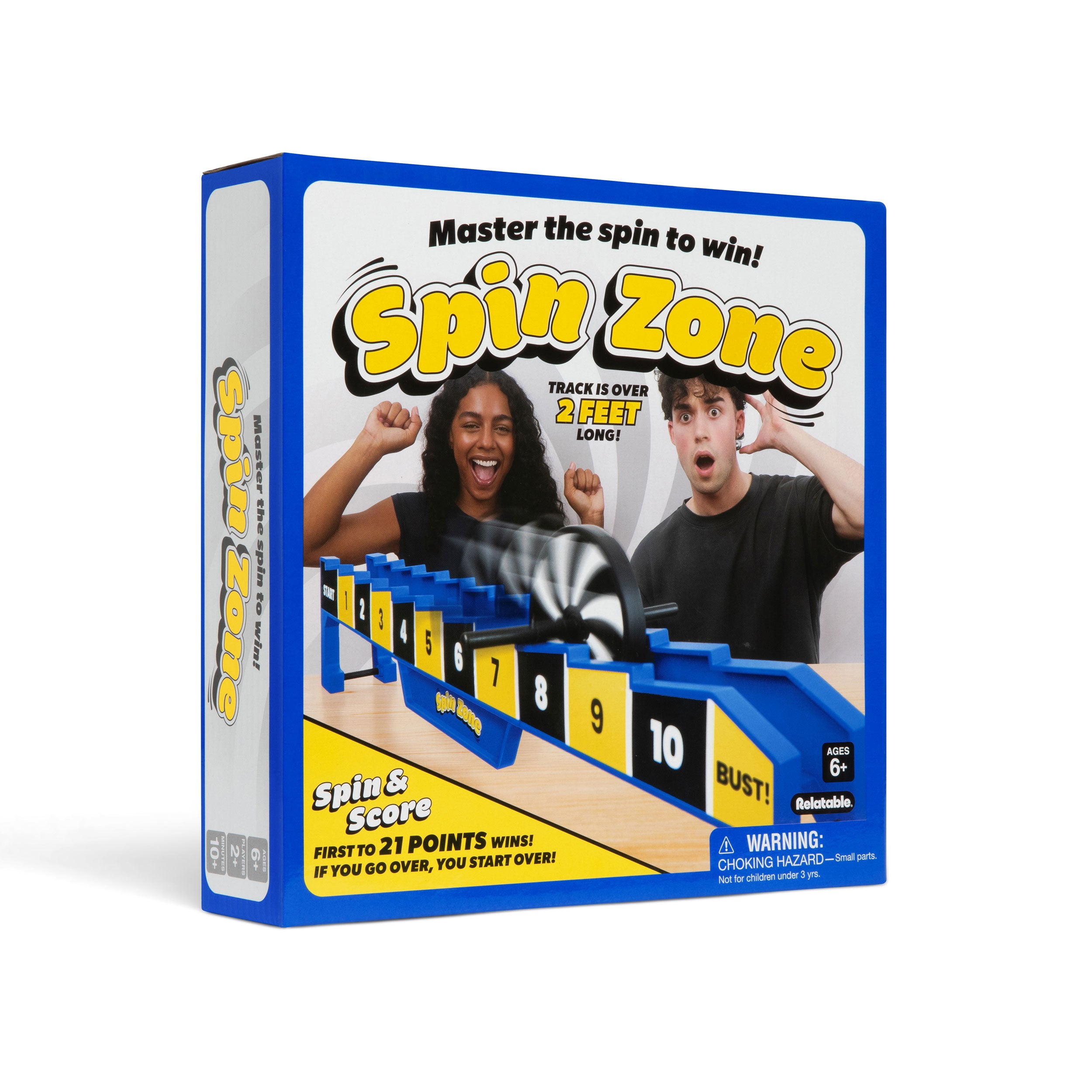 Spin Zone by Relatable - One of the Most Addictive Simple Games Around. Spin the Wheel Down the Track to Earn Exactly 21 Points. It's Carnival Games Energy for All Ages - Includes 1 Rack and Spinner.