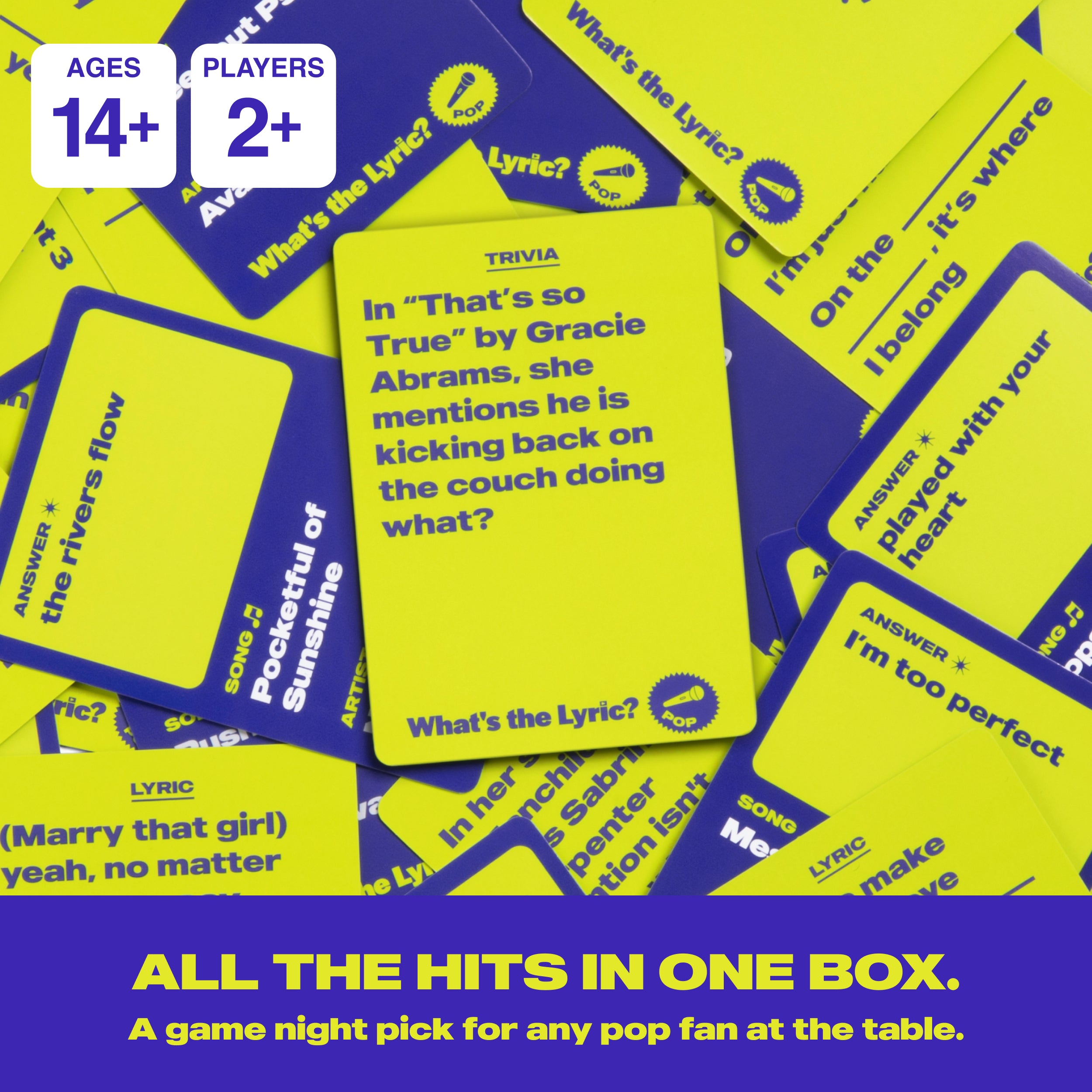 What's The Lyric Pop by Relatable - A Music Trivia Game and Finish the Lyric Card Game Featuring All Of The Top Hits – Includes 100 Cards.
