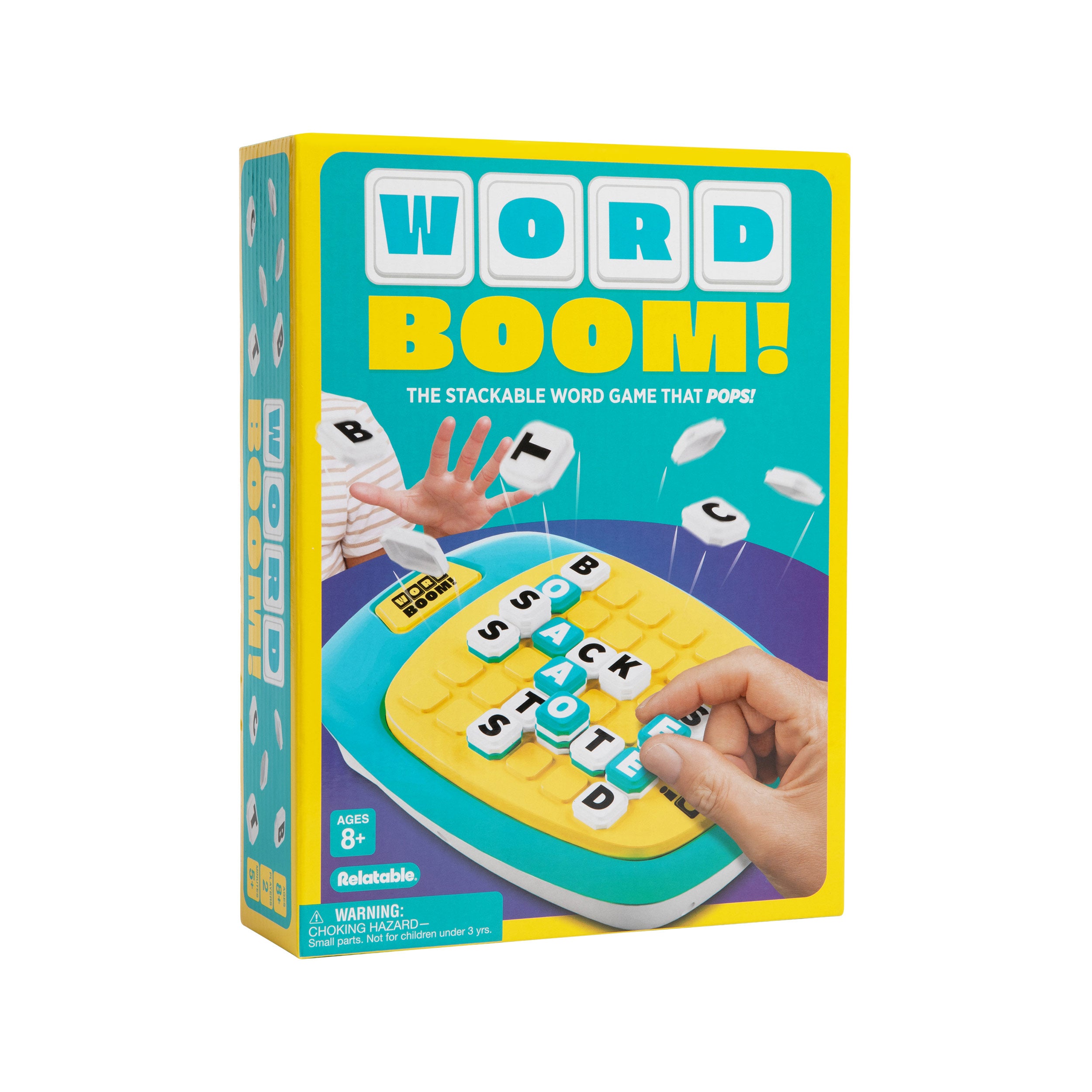 Word Boom by Relatable - Build Crosswords Before the Board Pops. A Fun Pick For A Fast Paced Word Game, Family Games and Couples Games – Includes 1 Pop-Up Board and 75 Tiles