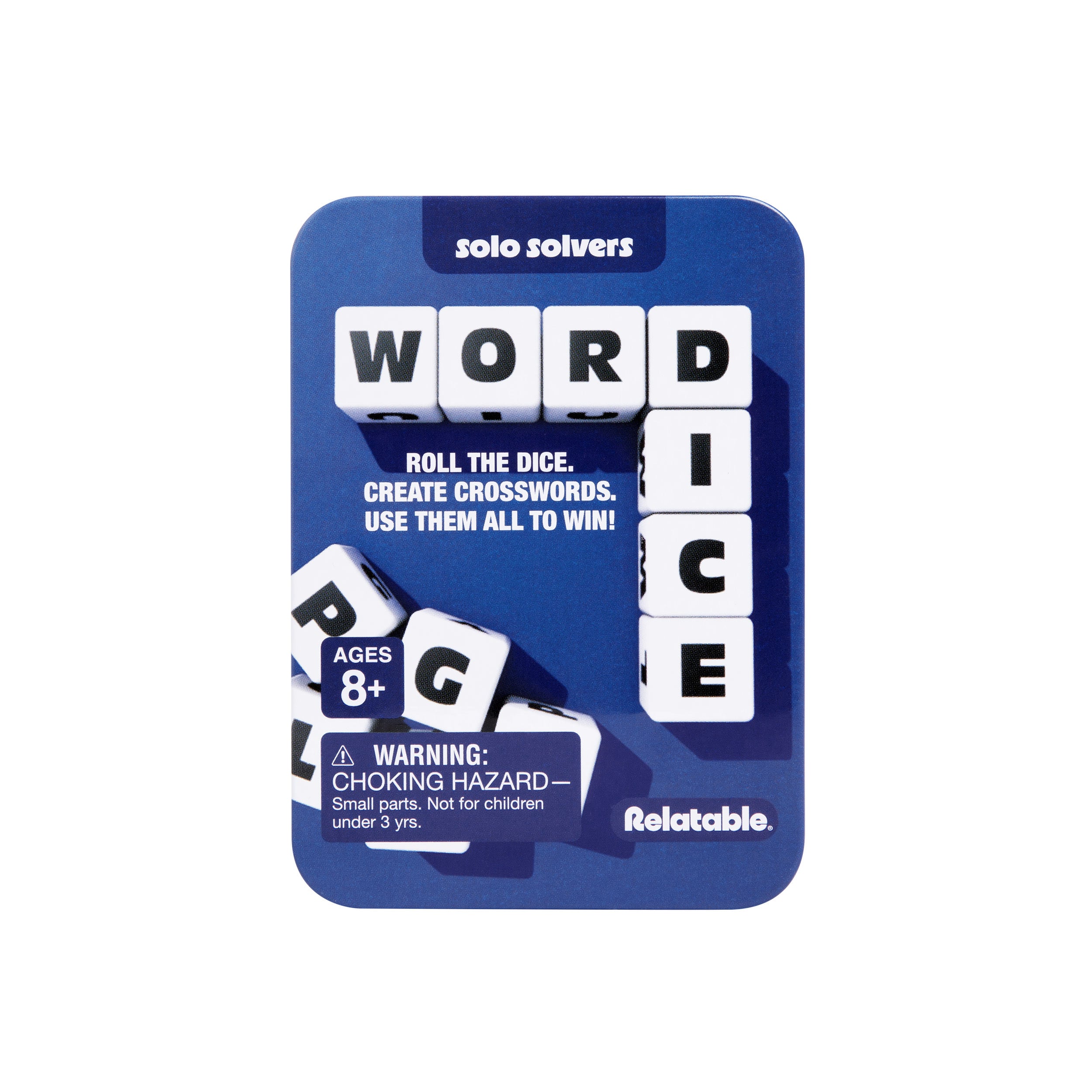 Word Dice by Relatable - Brain Teaser Puzzles - Roll The Dice and Build Crosswords - 1 Tin, 12 Dice