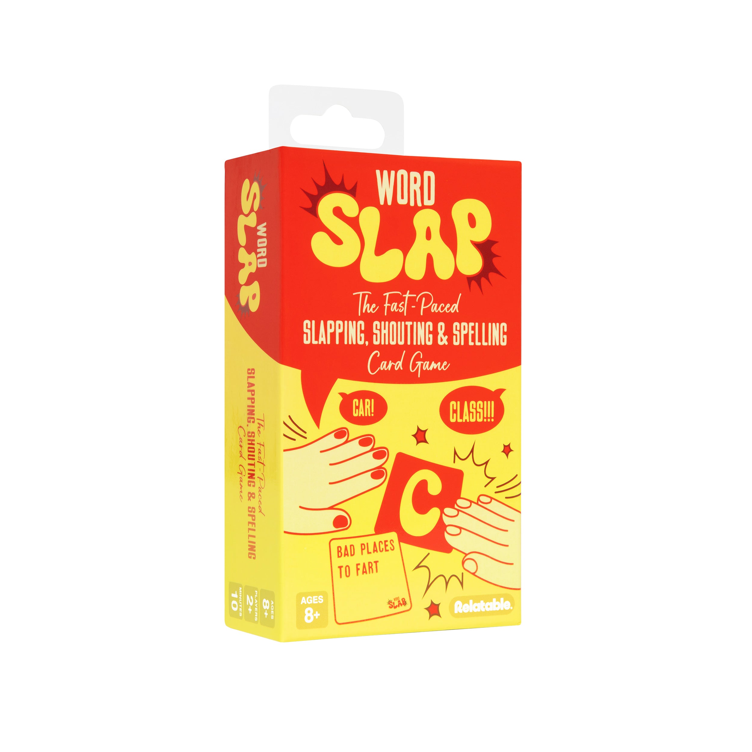 Word Slap by Relatable - Shout It, Slap It, Spell It. A Fast Paced Word Game and Thinking Game Built for Family Game Night, Party Games and Brain Games for Kids – Includes 165 Letter & Category Cards.