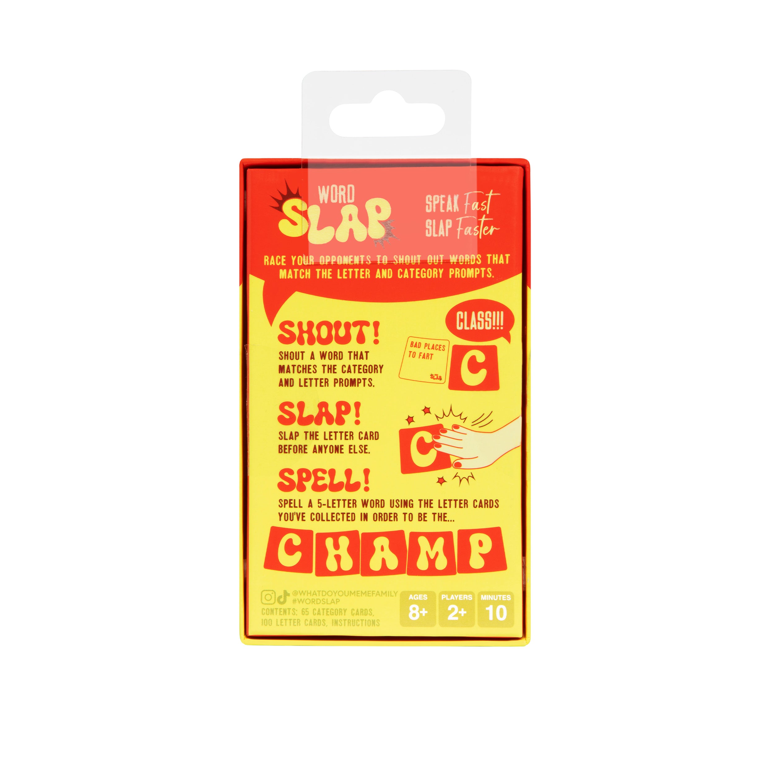 Word Slap by Relatable - Shout It, Slap It, Spell It. A Fast Paced Word Game and Thinking Game Built for Family Game Night, Party Games and Brain Games for Kids – Includes 165 Letter & Category Cards.